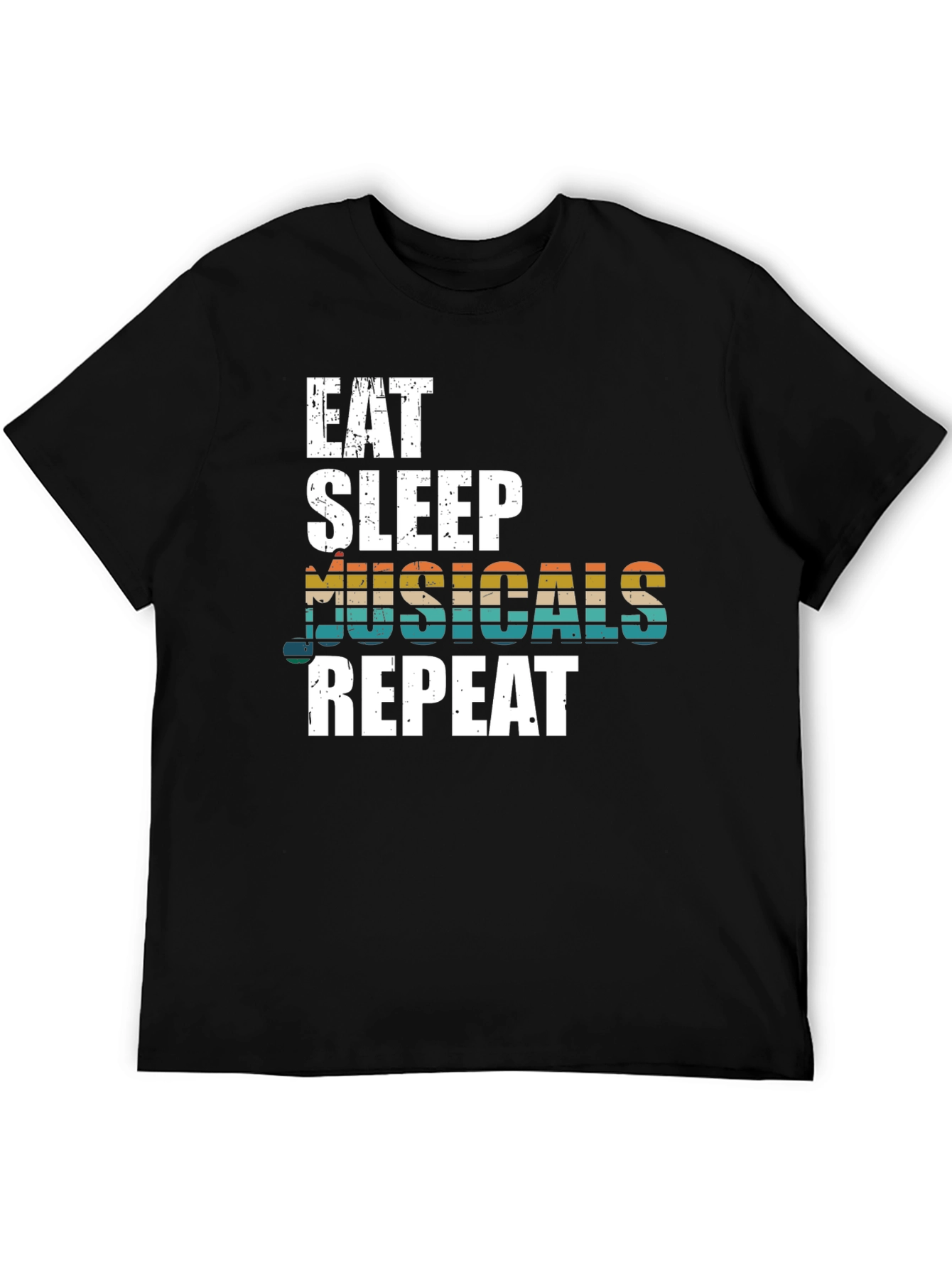 Black Eat Sleep Musicals Repeat Graphic Tee view 5