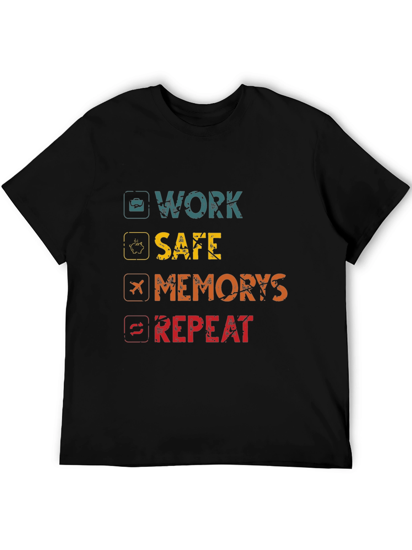 Black Work Safe, Create Memories, Repeat Graphic Tee view 5