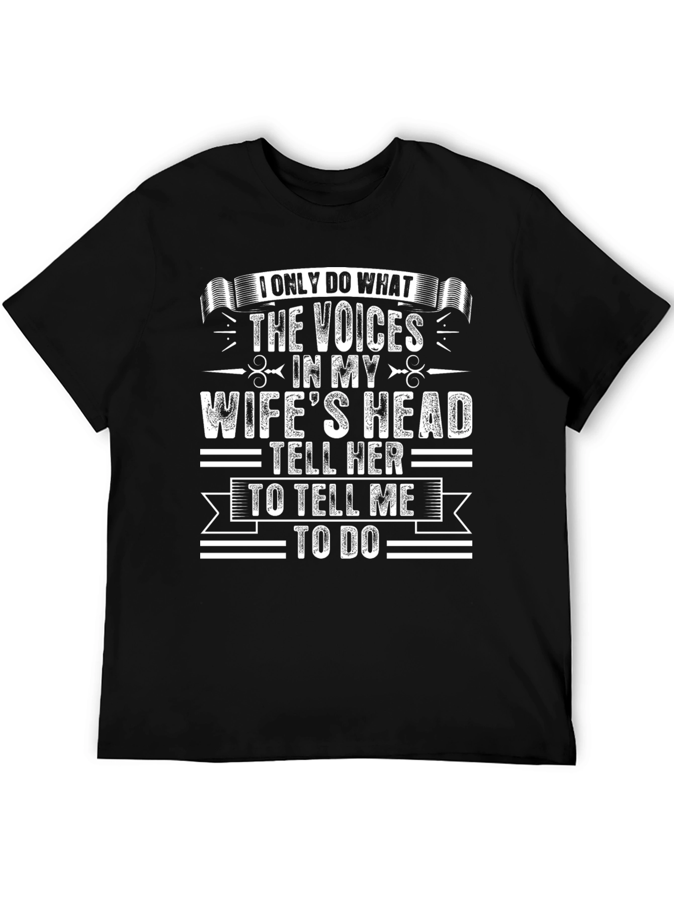 Black Funny Husband T-Shirt - Wife's Voices view 5