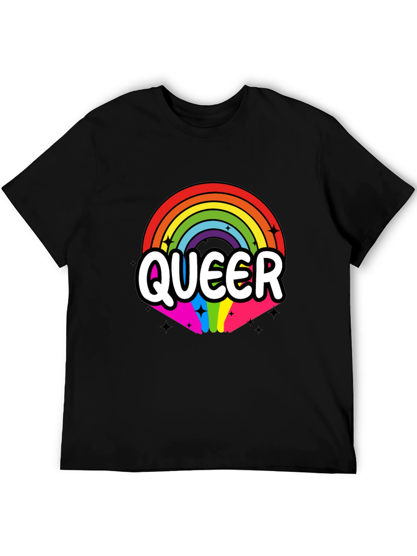 Black Queer Rainbow Graphic Tee - Black Cotton Blend view 5