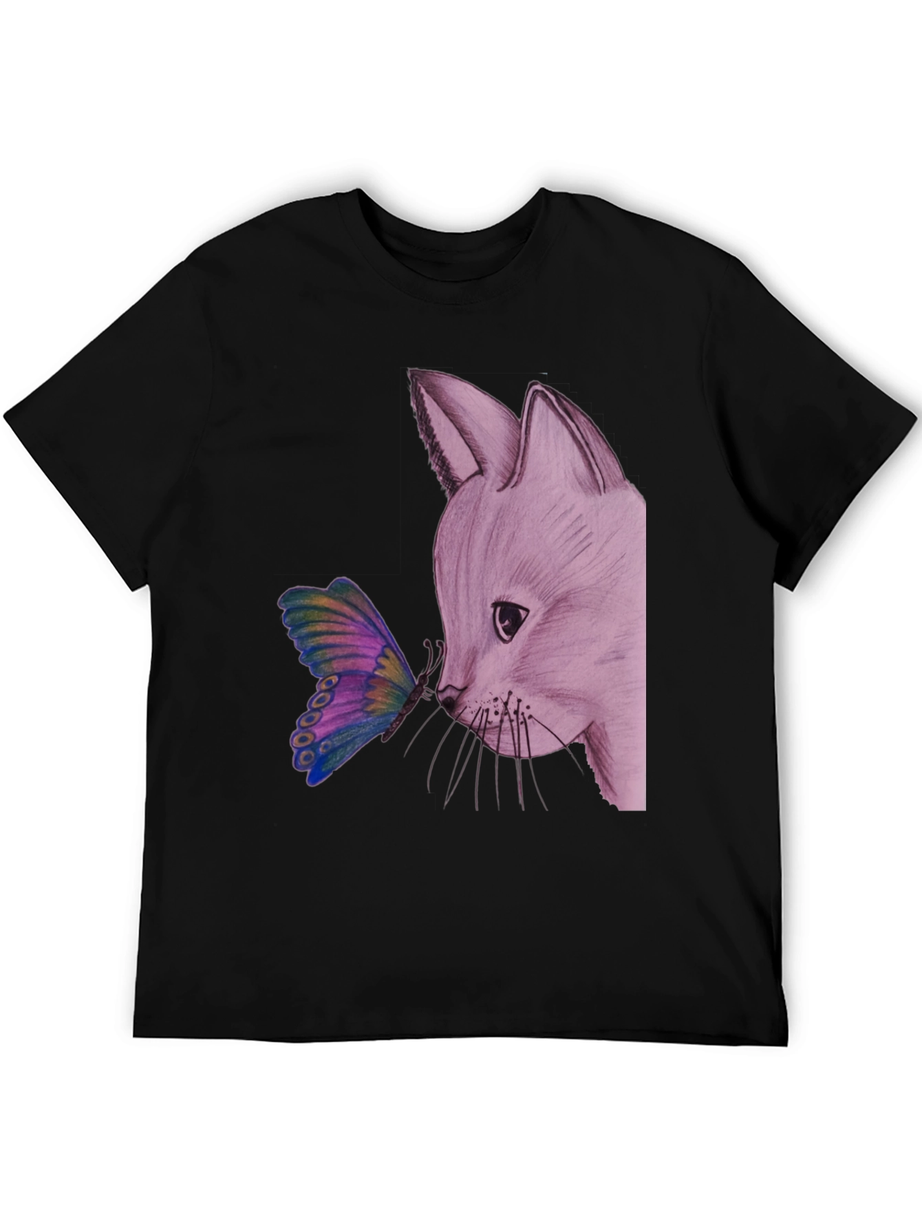 Black Fox and Butterfly Graphic Tee view 5