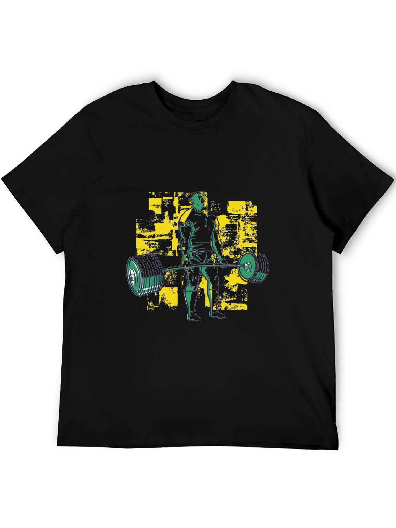 Men's Black Graphic T-Shirt - Weightlifting Design - 5