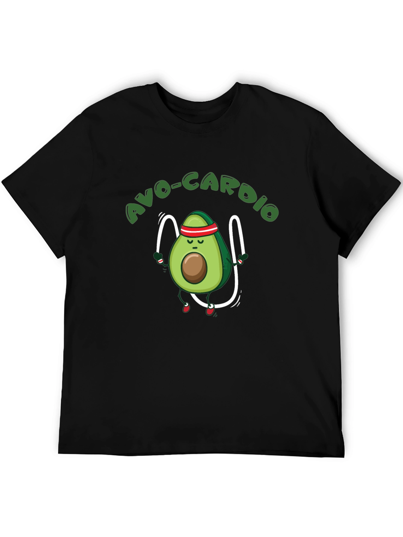 Black Avo-Cardio Black T-Shirt - Avocado Exercise Tee view 5