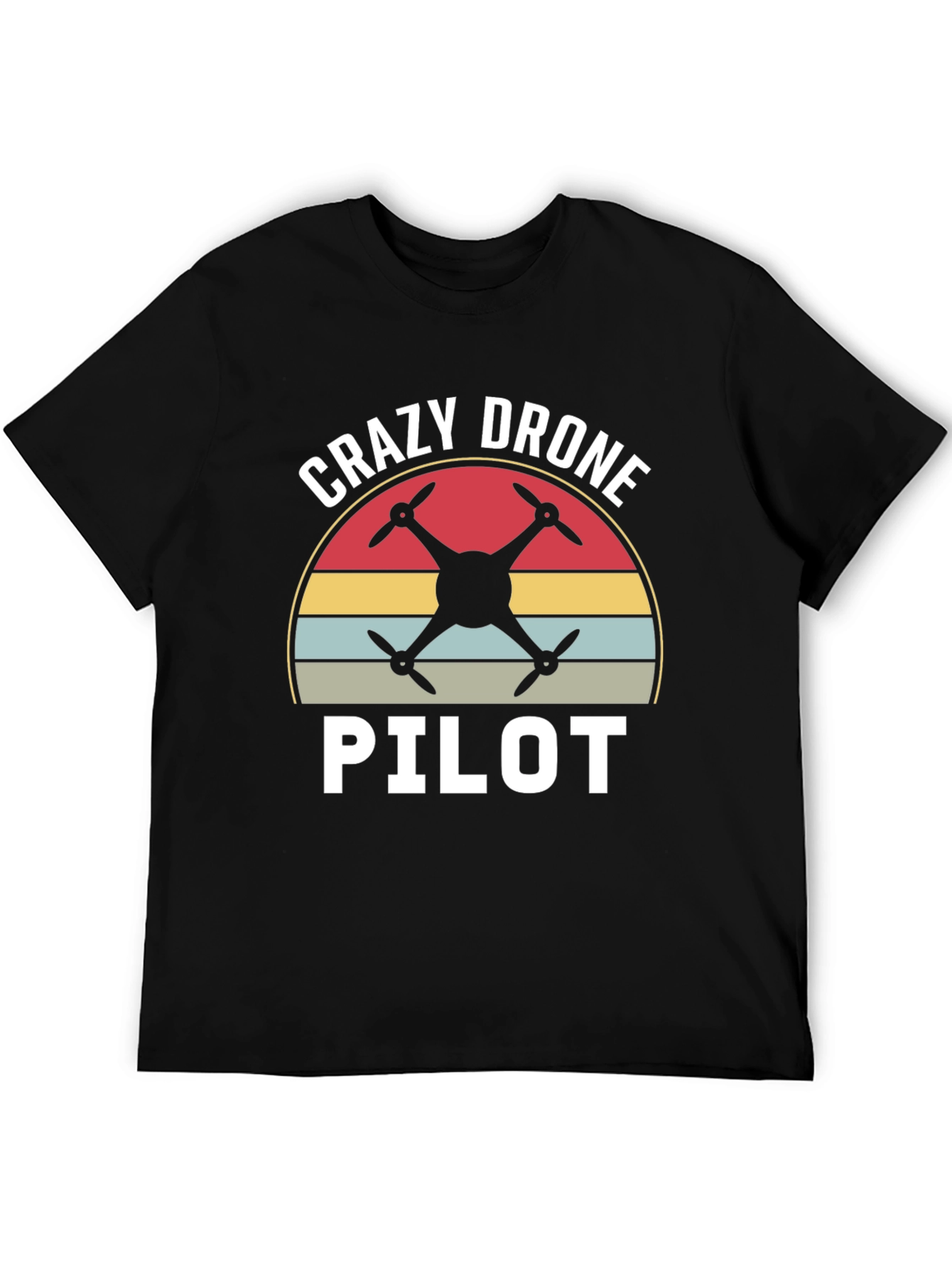 Black Crazy Drone Pilot Graphic T-Shirt view 5