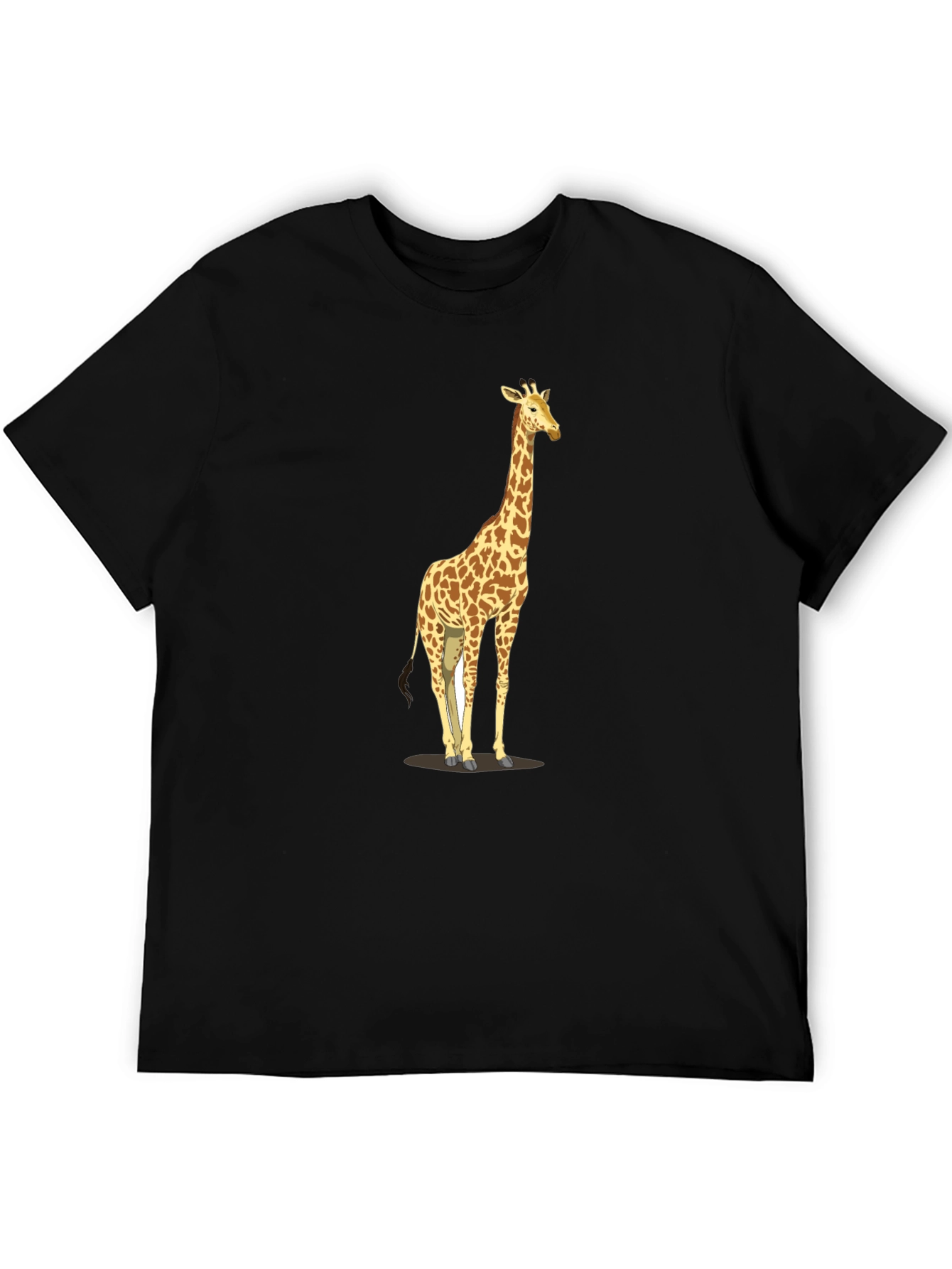 Black Giraffe Print Black T-Shirt - Men's Casual Tee view 5