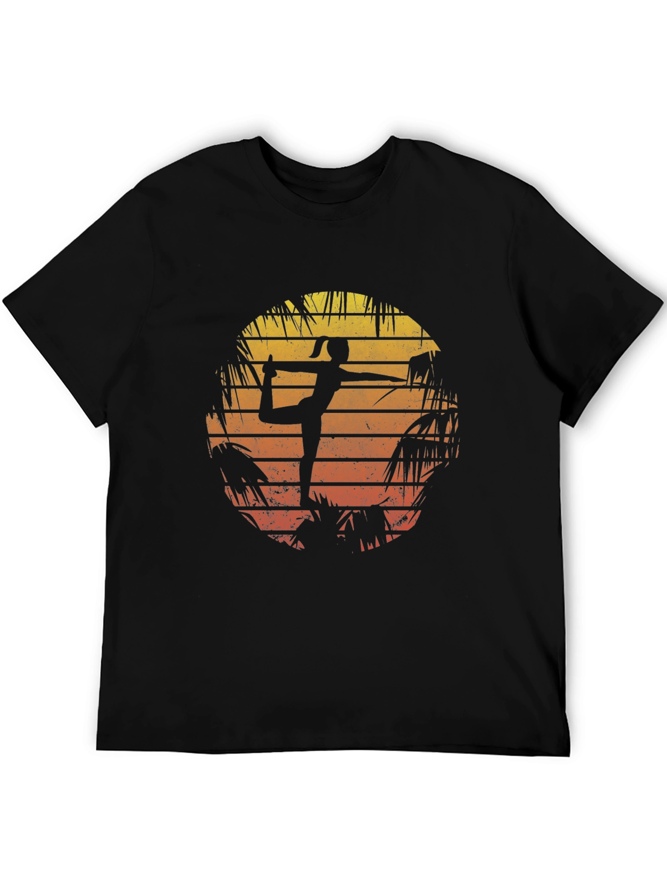Black Yoga Pose Sunset Graphic T-Shirt view 5