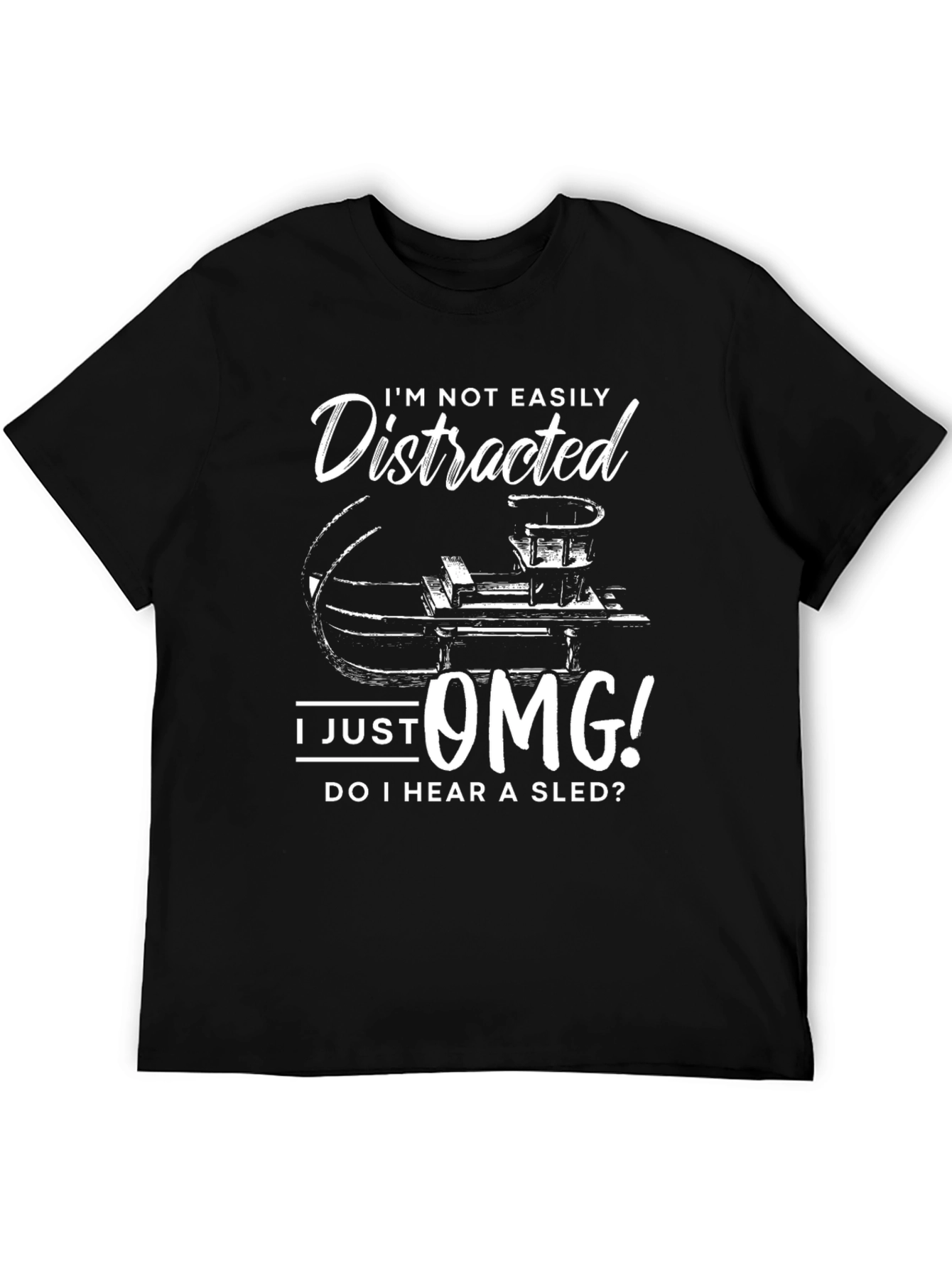 Black Distracted Sledding Fan T-Shirt view 5