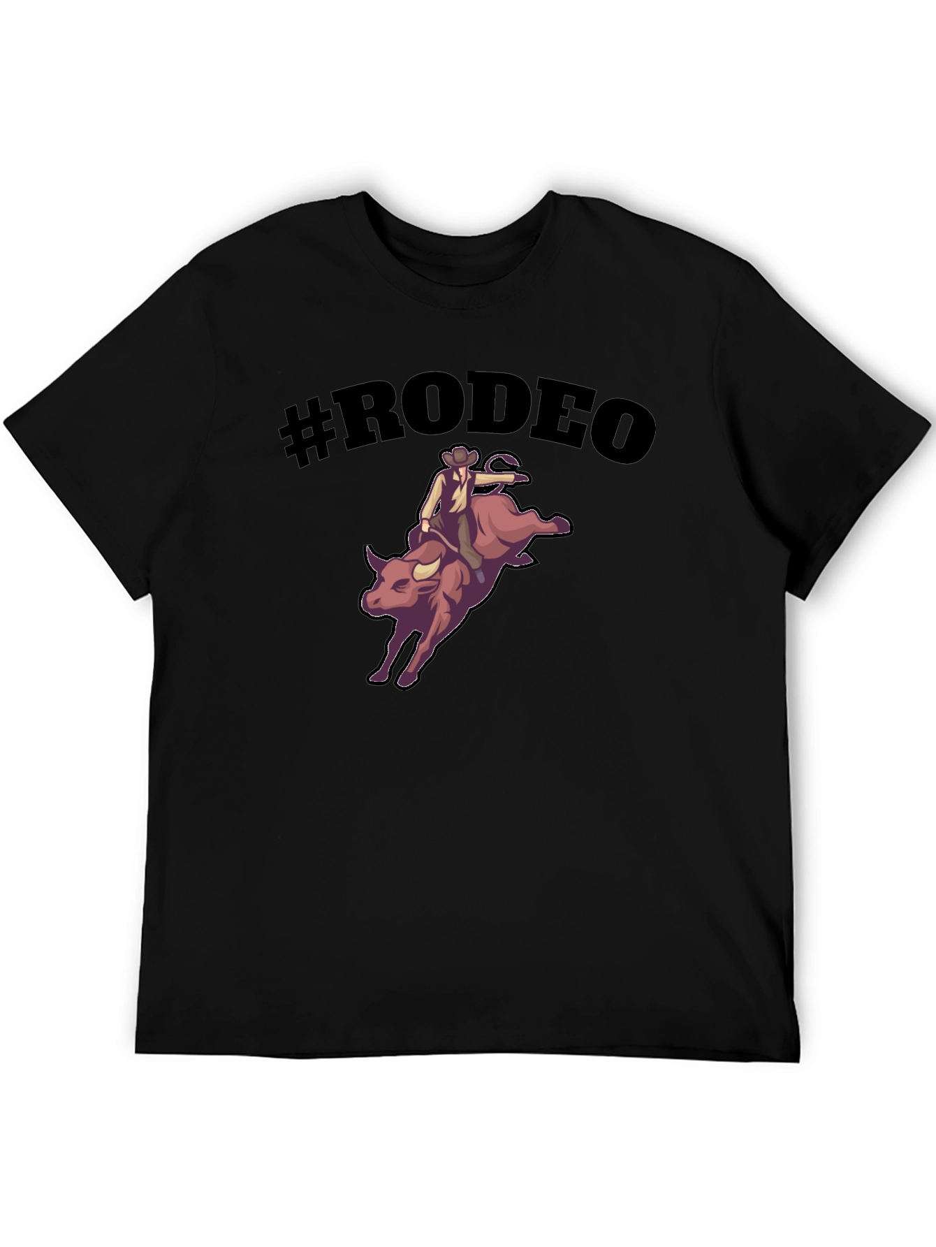 Black Rodeo Bull Riding Graphic T-Shirt view 5