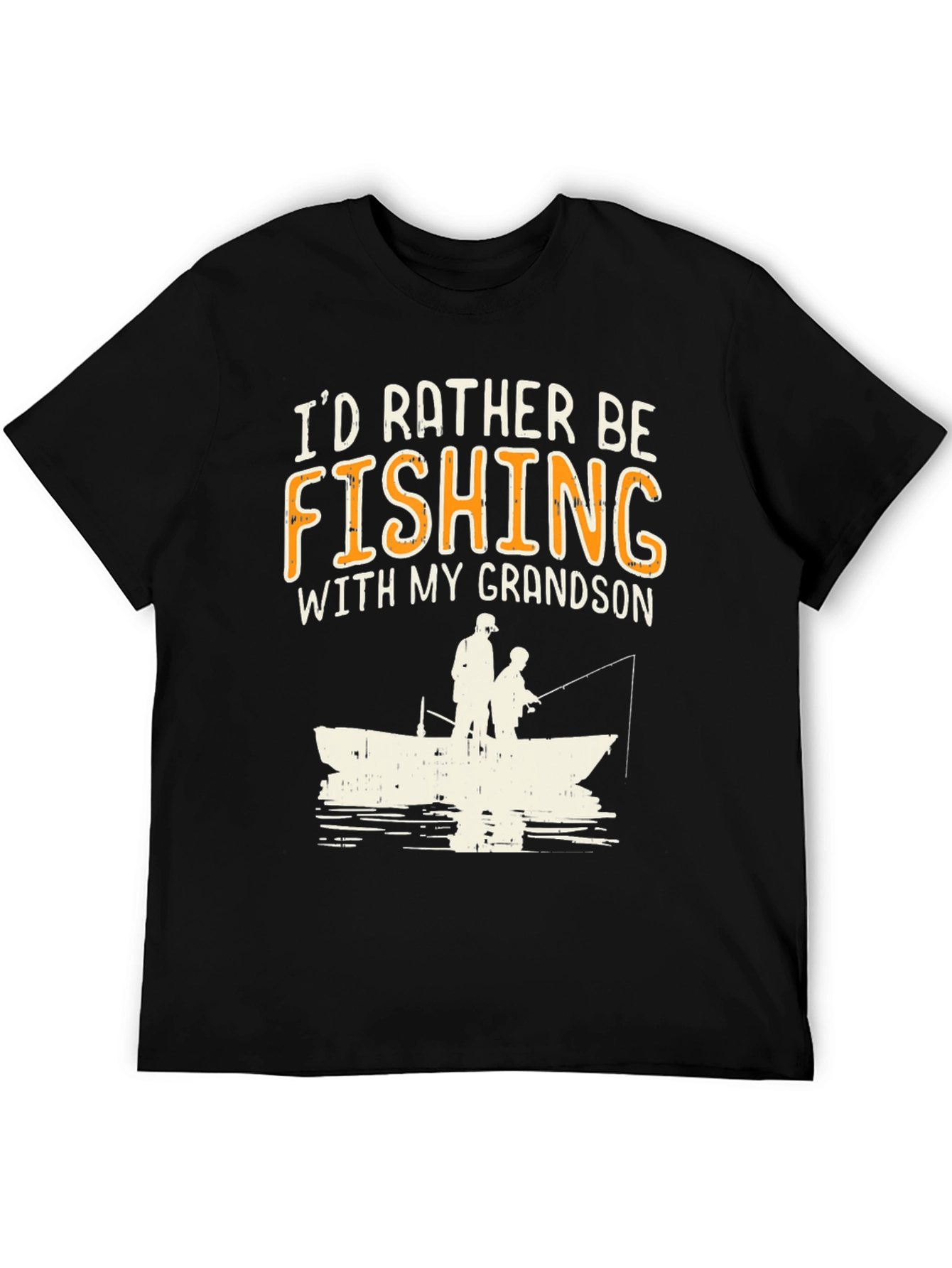 Black Fishing With My Grandson Graphic Tee view 5