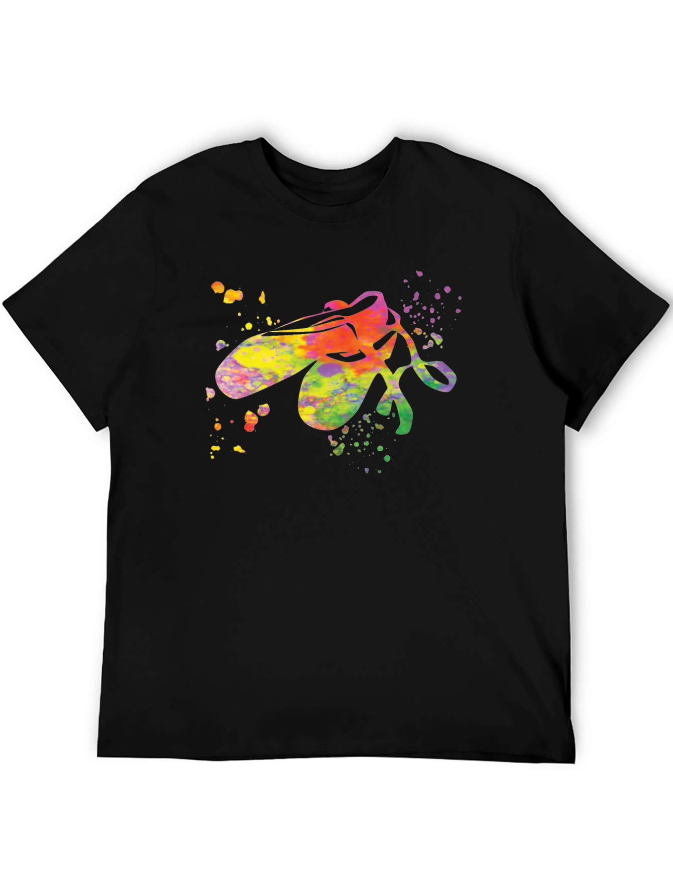 Black Watercolor Ballet Shoe T-Shirt - Artistic Dance Tee view 5