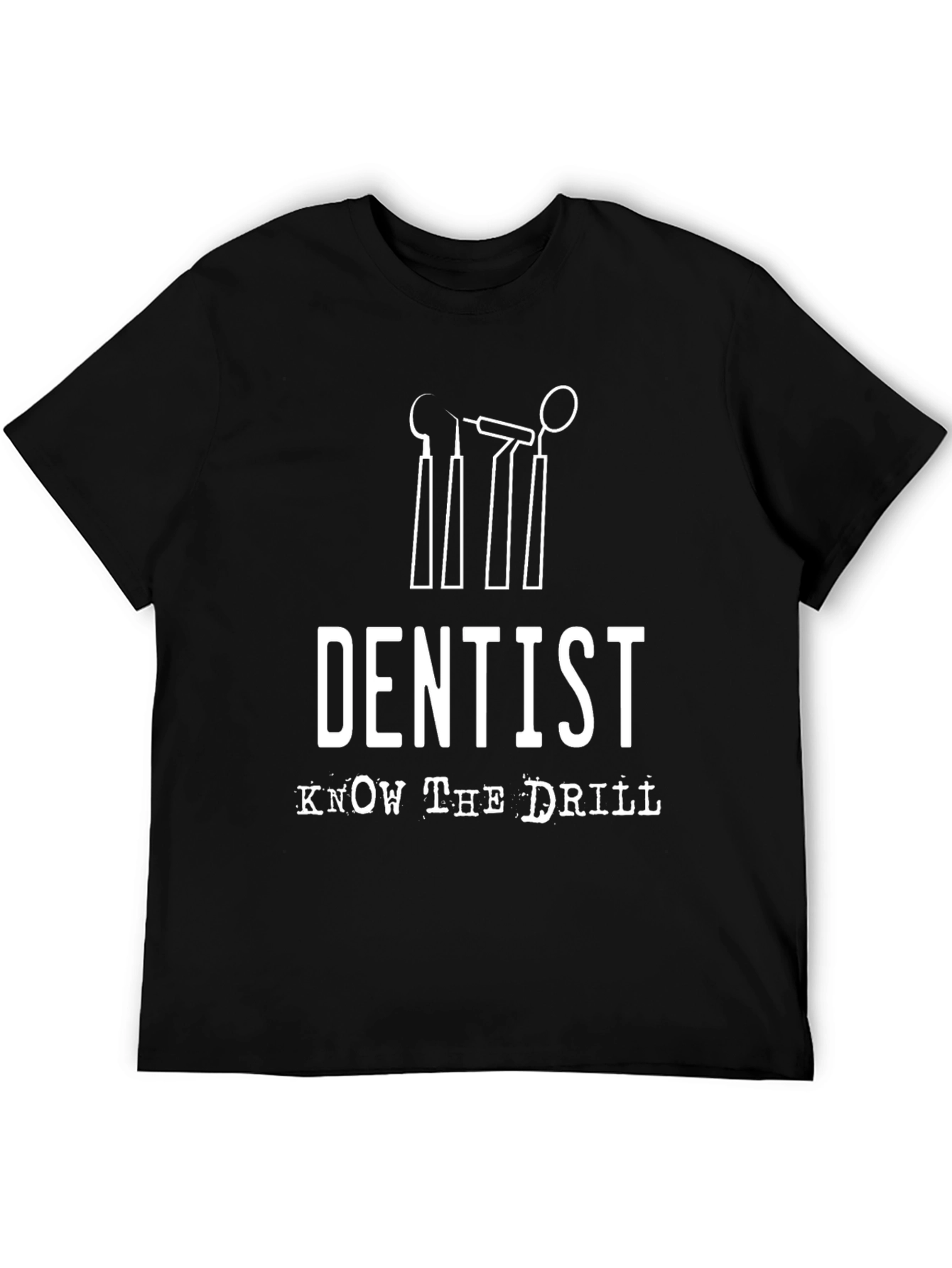 Black Dentist Know the Drill T-Shirt - Black Cotton Tee view 5