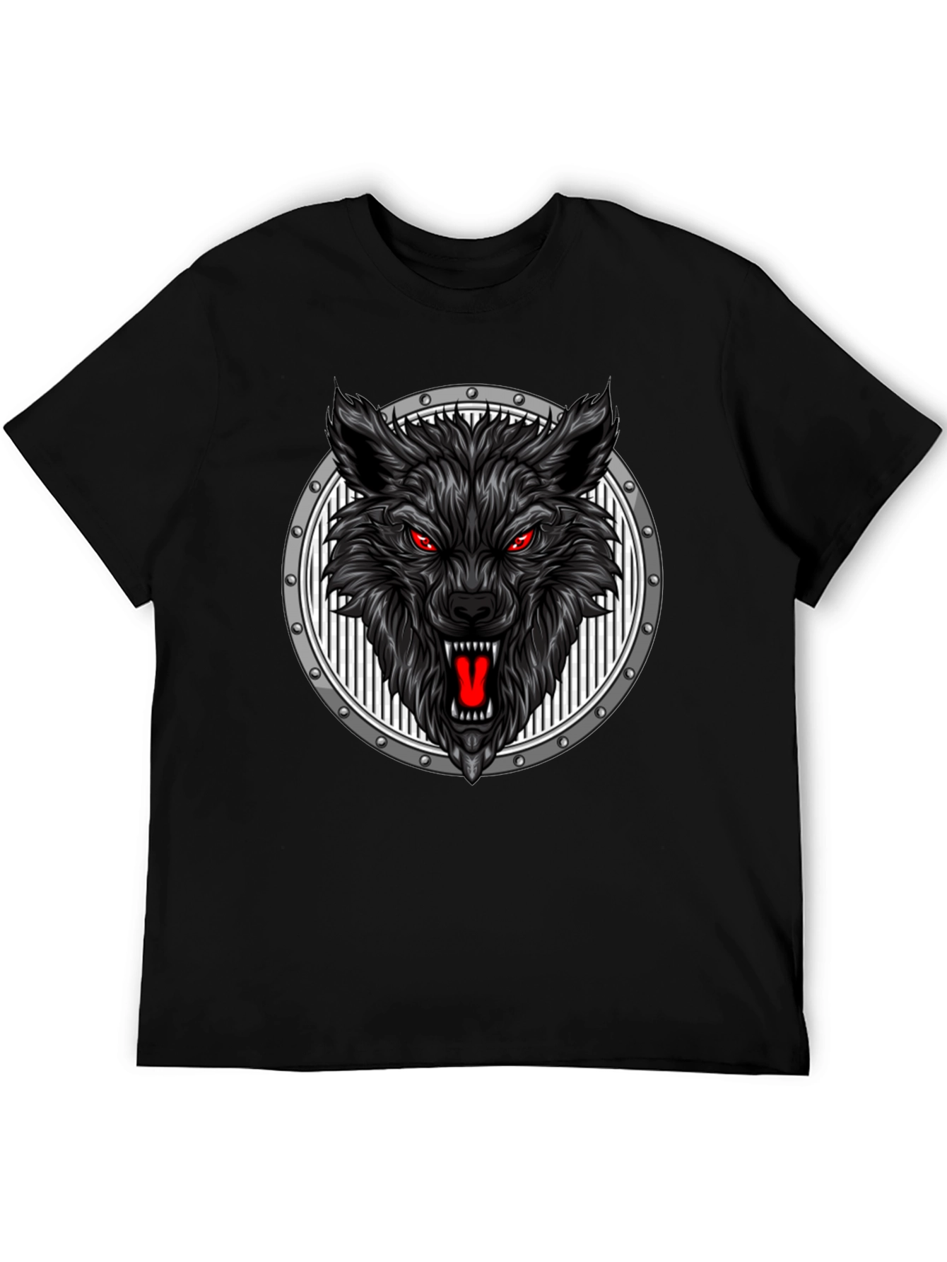 Black Wolf Head Graphic Black T-Shirt view 5