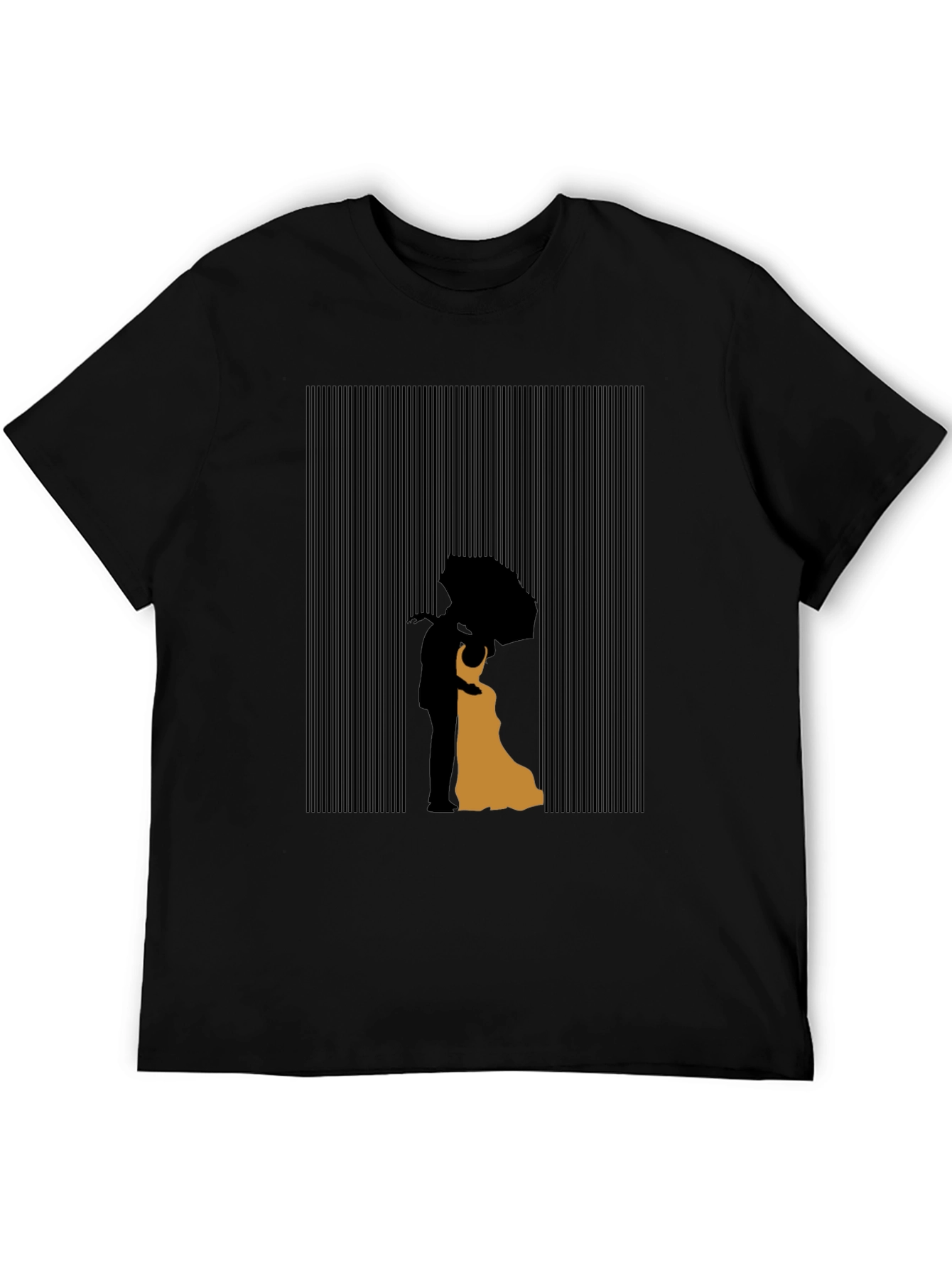 Black Silhouetted Embrace Graphic T-Shirt - Modern Art Tee view 5