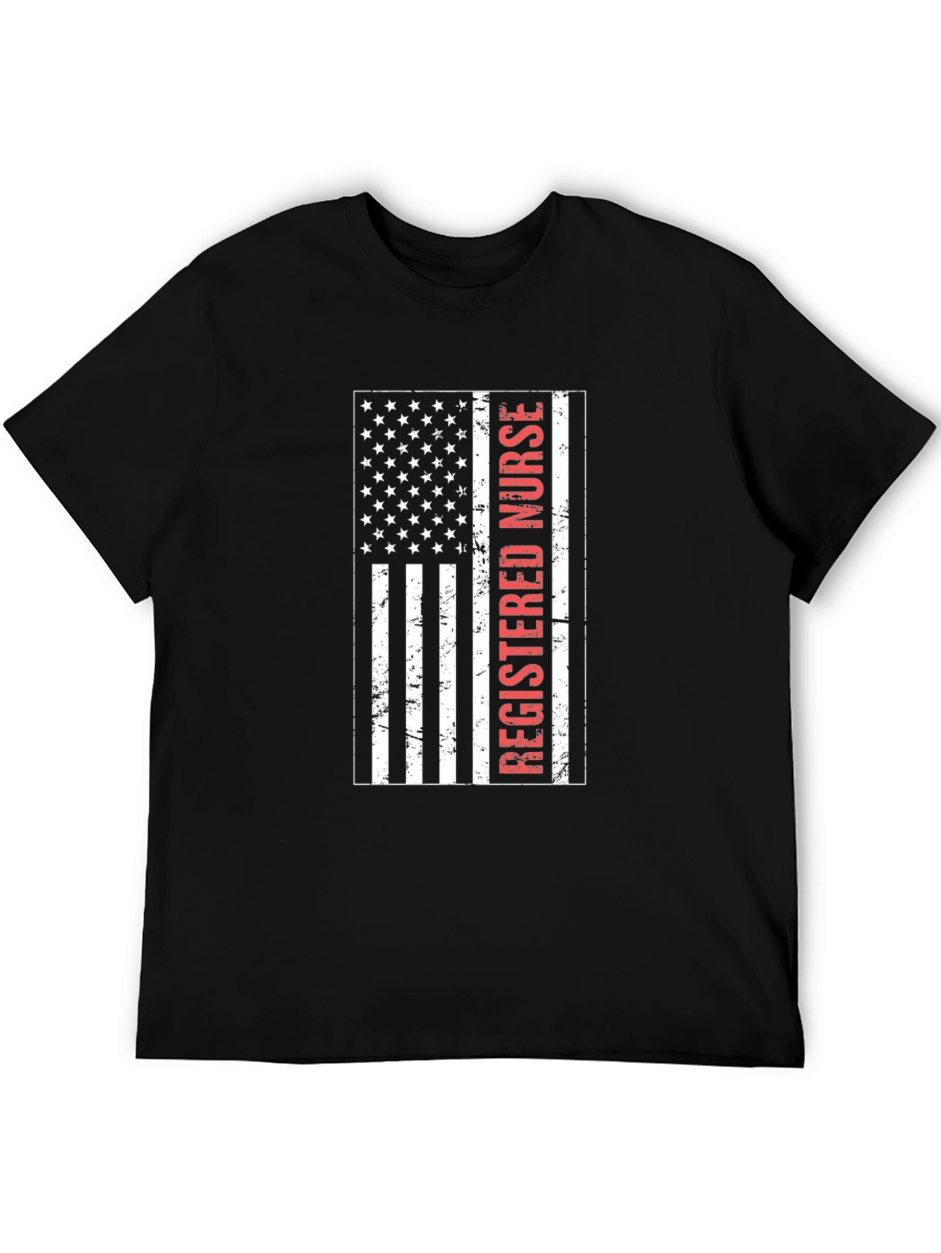Black Registered Nurse American Flag T-Shirt view 5