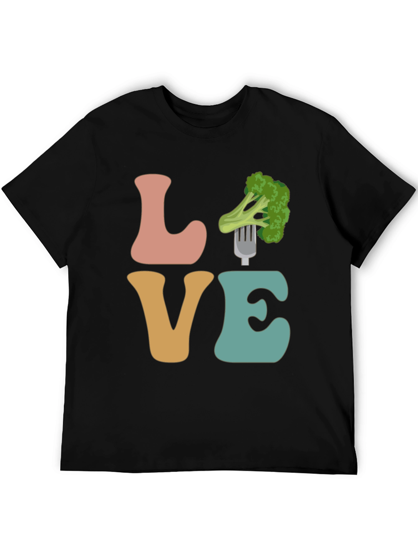 Black Vegan Love Broccoli Graphic Tee - Unisex T-Shirt view 5