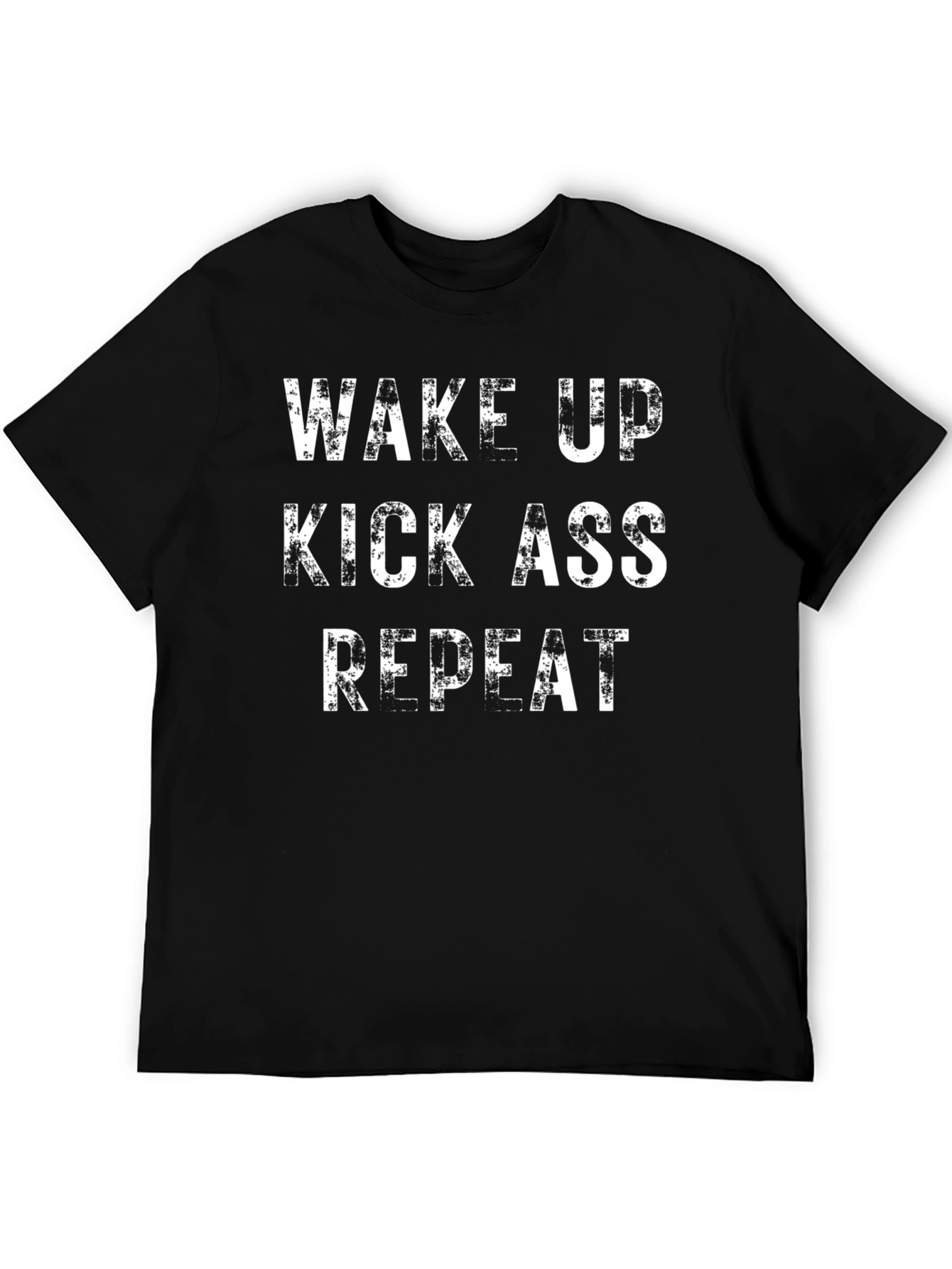 Black Wake Up Kick Ass Repeat T-Shirt view 5