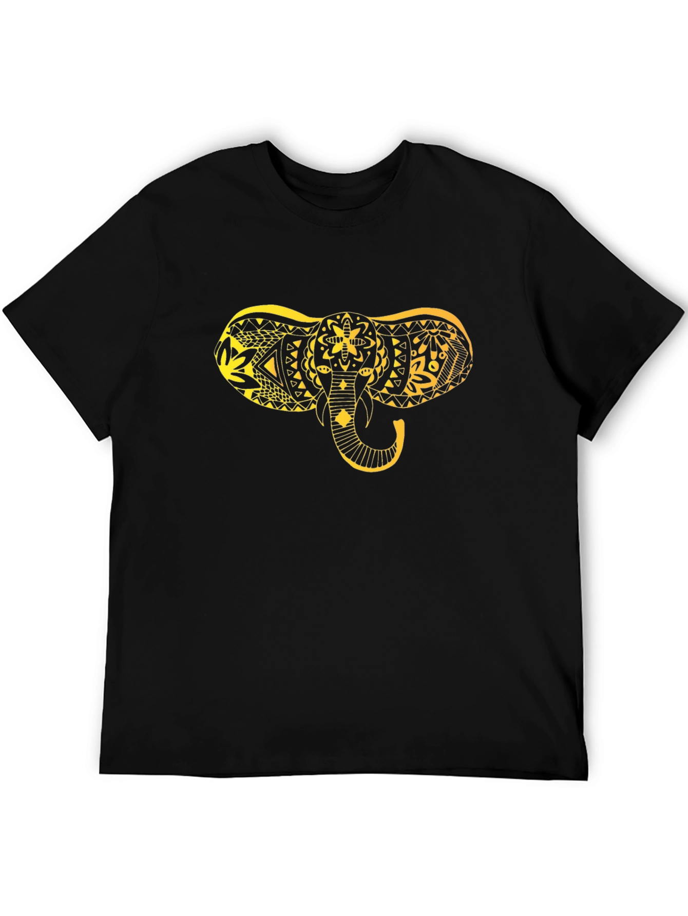 Black Black T-Shirt with Gold Elephant Design view 5
