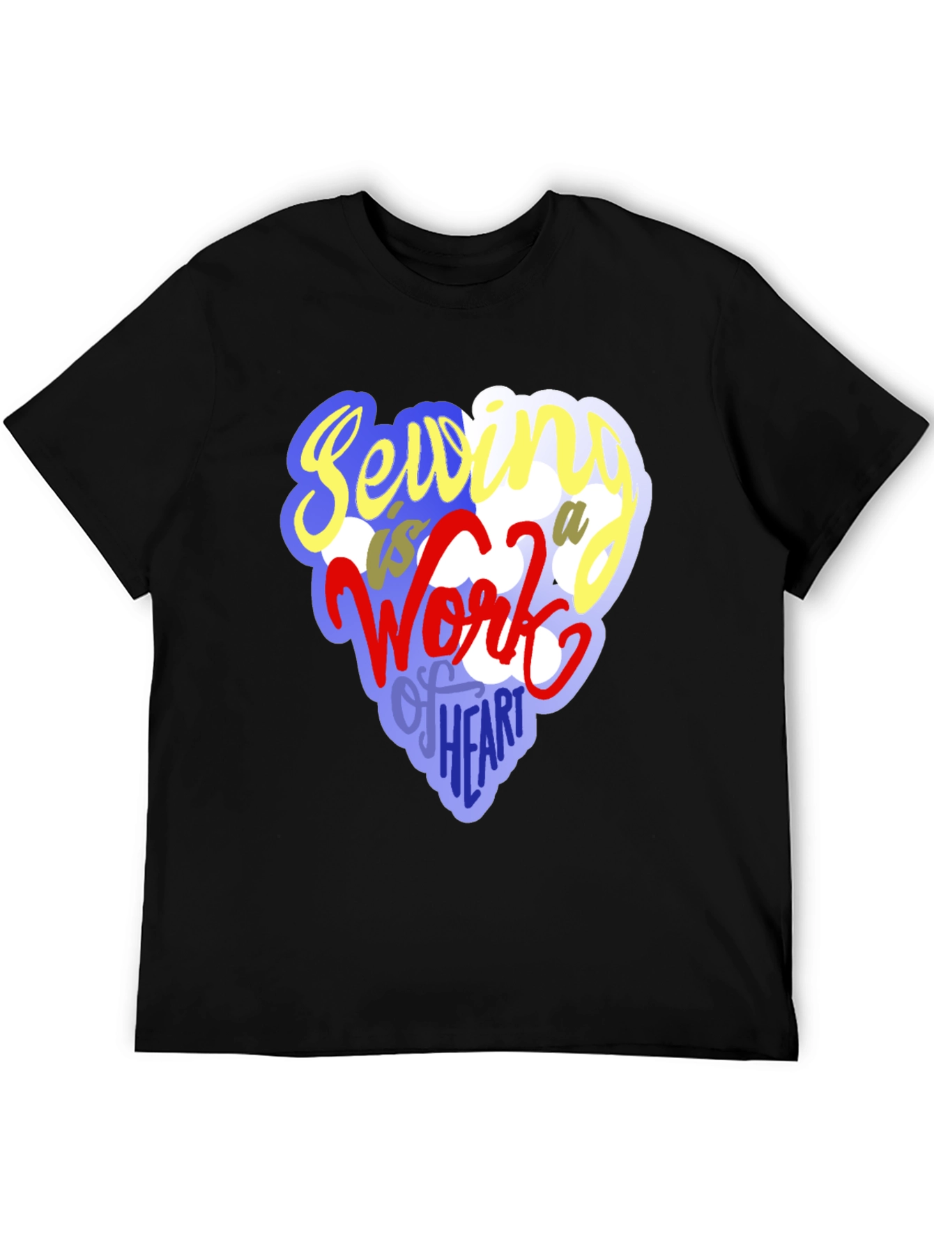 Black Sewing Heart T-Shirt - Unique Crafting Design view 5
