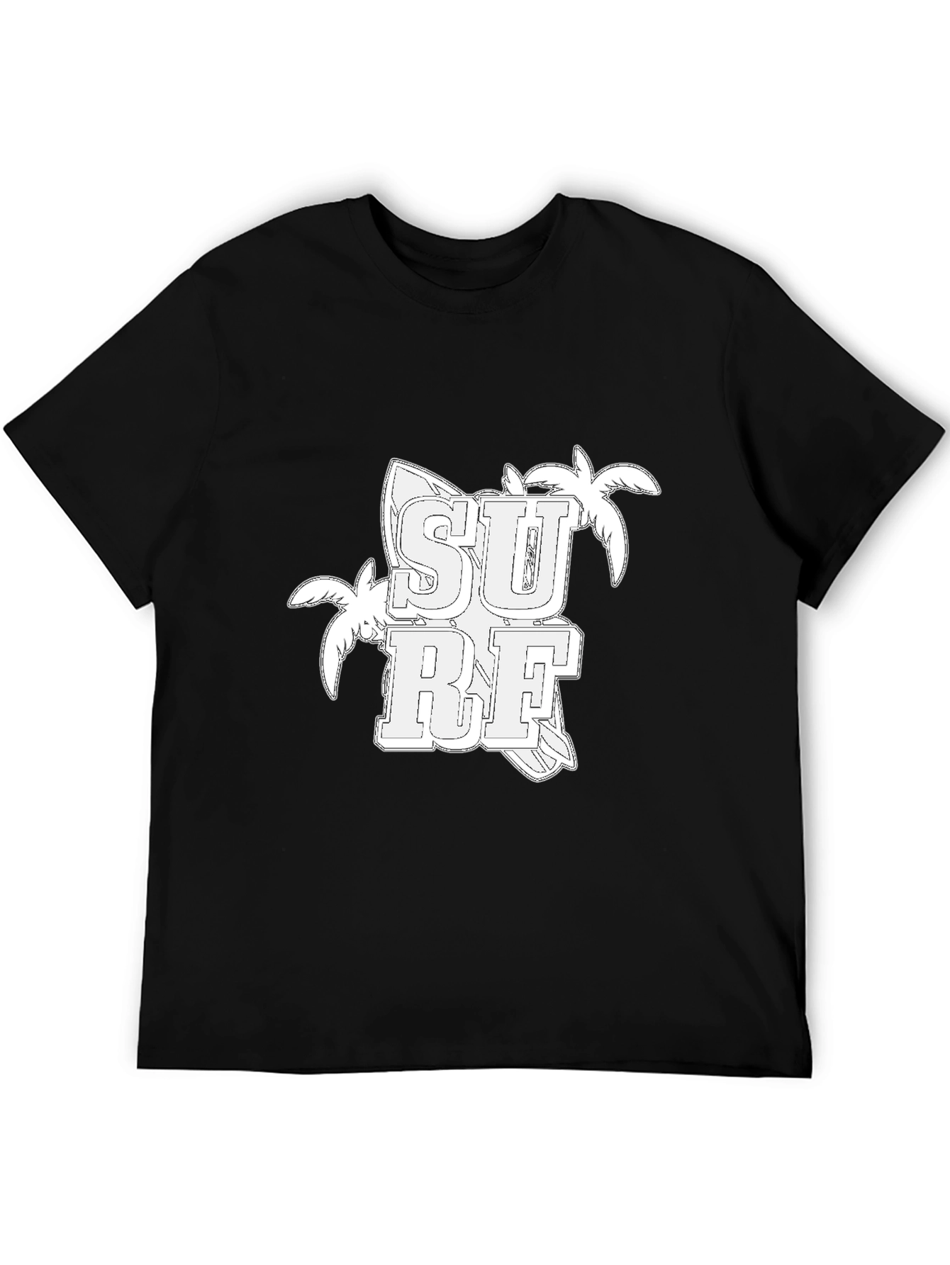 Black Surf Graphic Tee - Black Cotton T-Shirt view 5