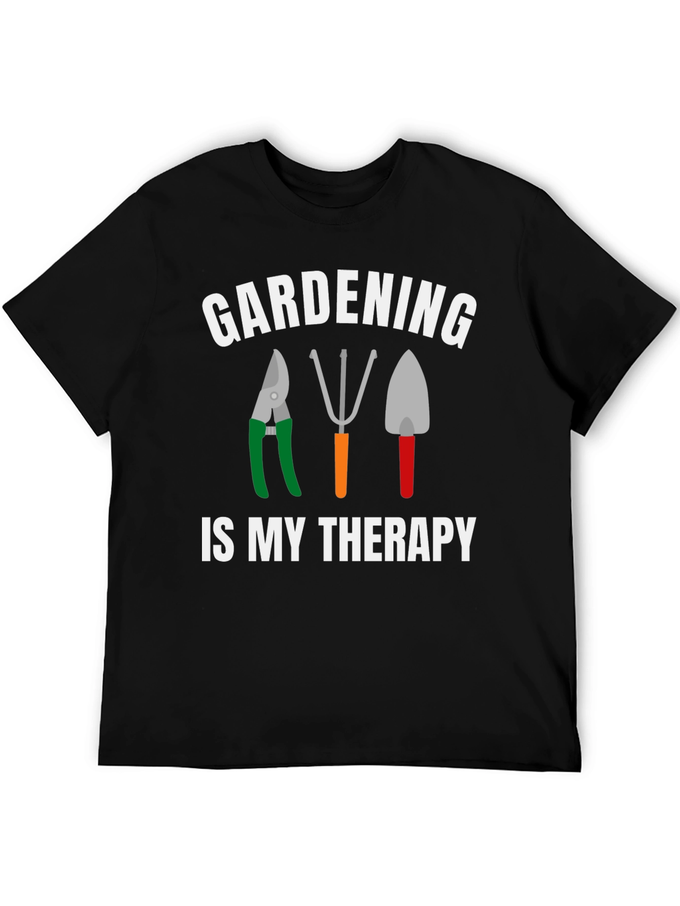 Black Gardening Is My Therapy T-Shirt view 5