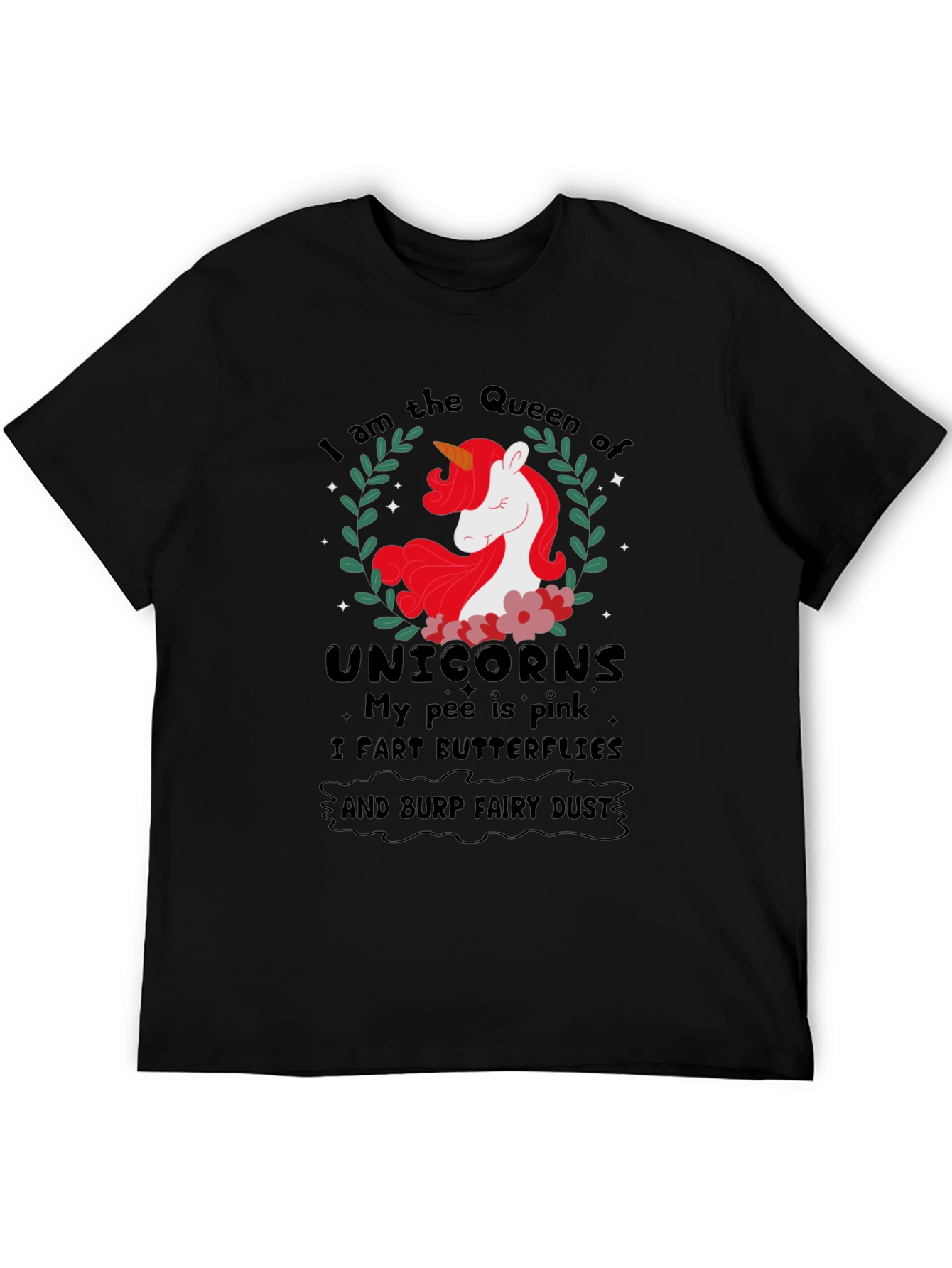 Black Queen of Unicorns T-Shirt Funny Slogan Tee view 5