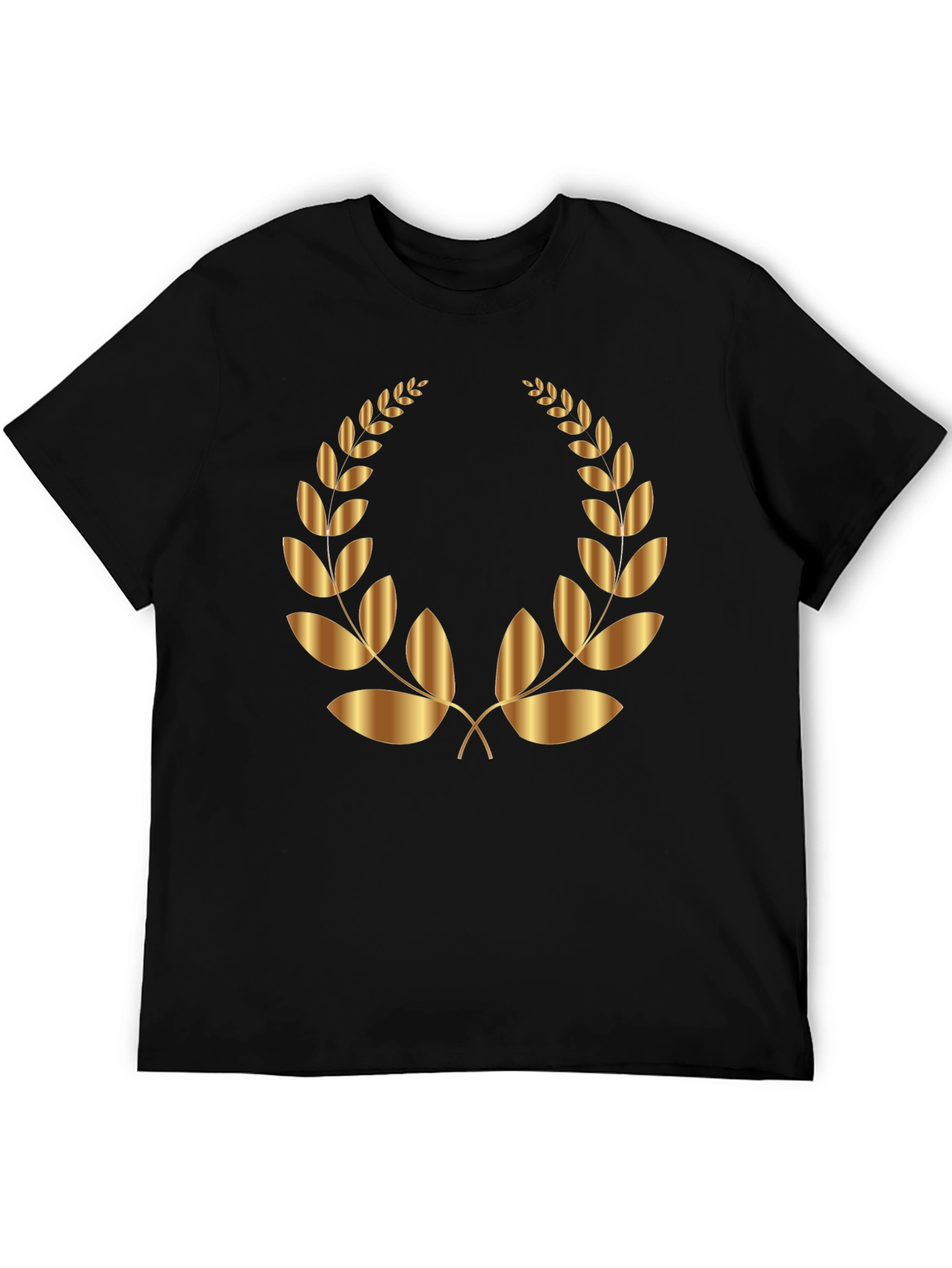Black Gold Laurel Wreath Graphic Black T-Shirt view 5