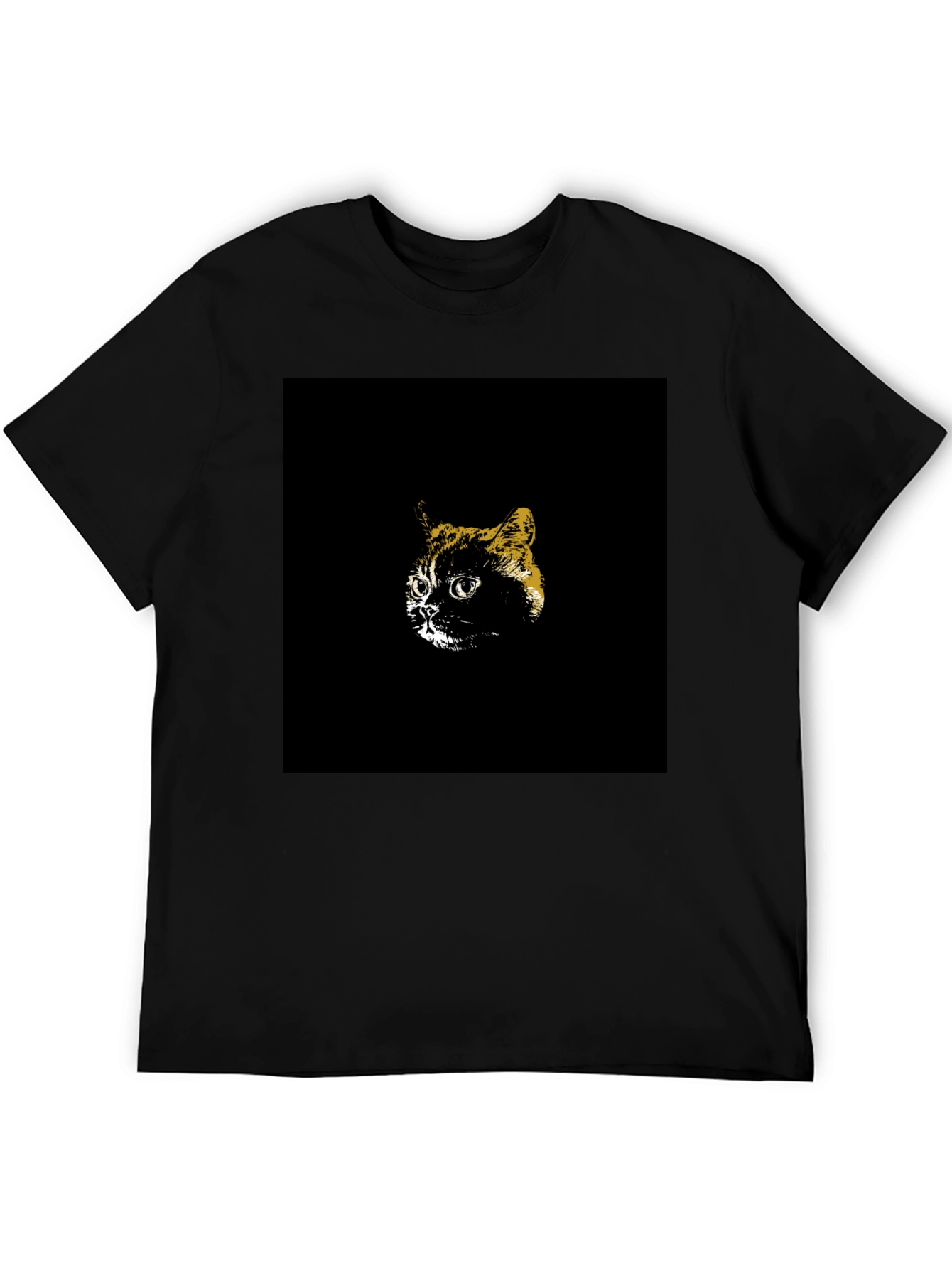 Black Cool Cat Graphic Tee - Black Cotton T-Shirt view 5