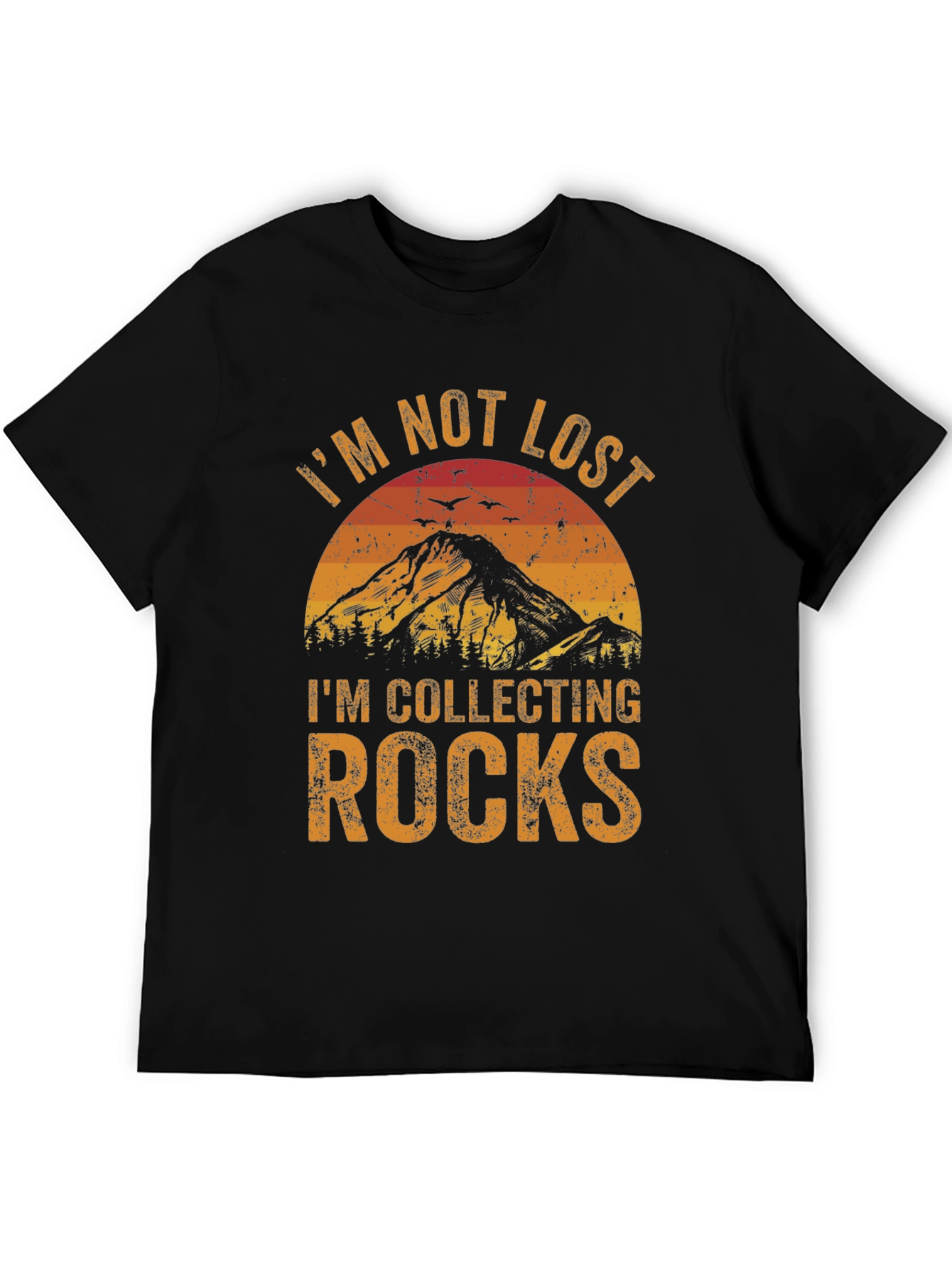 Black I'm Not Lost, I'm Collecting Rocks T-Shirt view 5
