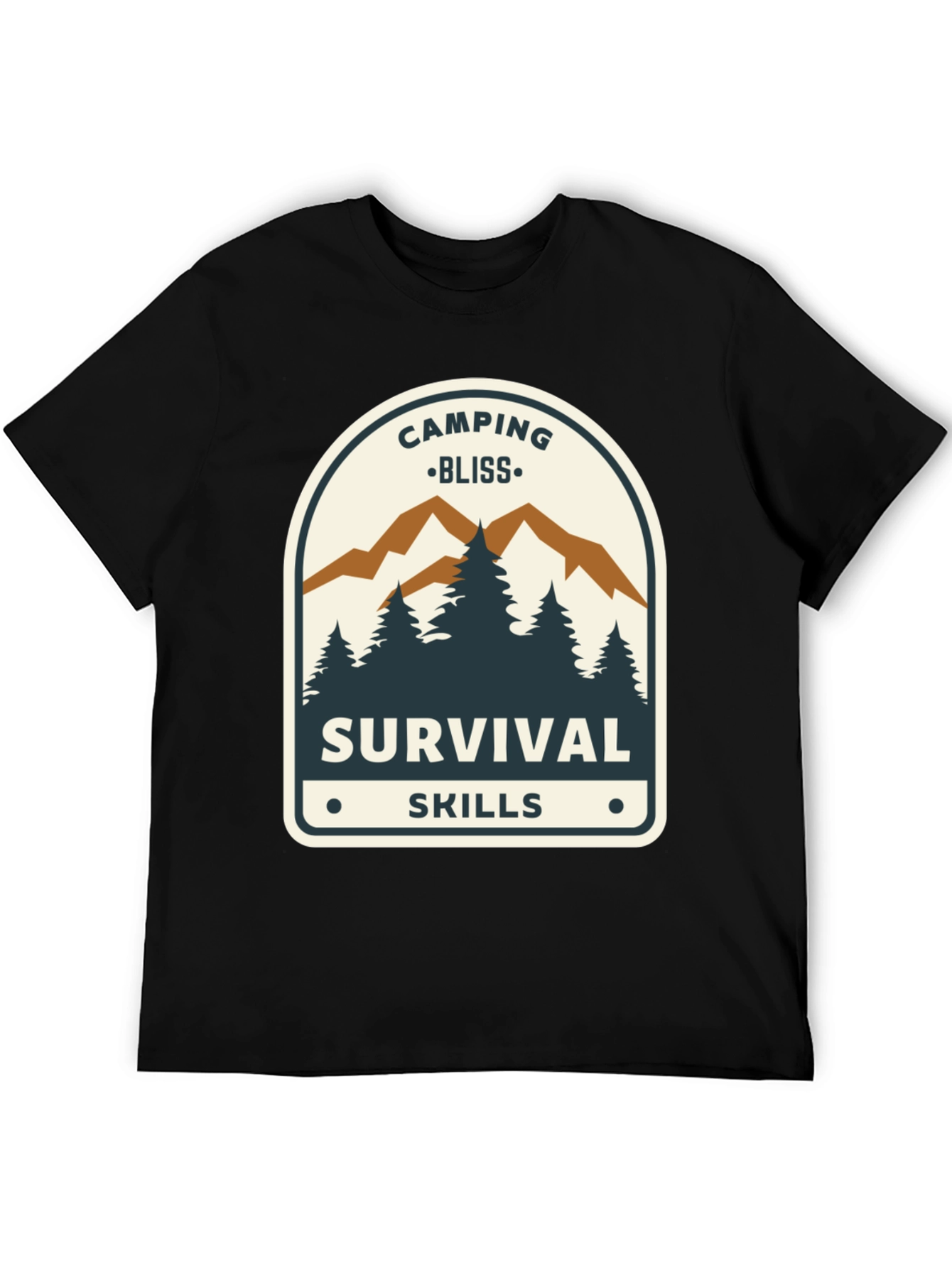 Black Camping Bliss Survival Skills Black T-Shirt view 5