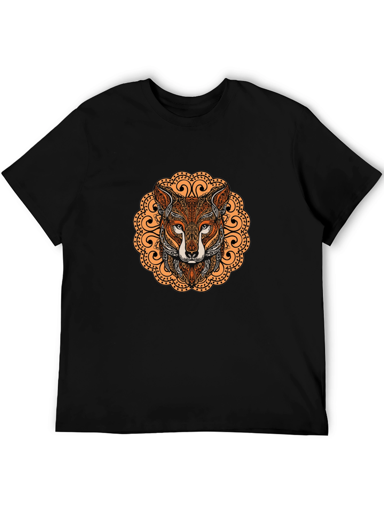 Black Fox Mandala Graphic T-Shirt - Stylish Crew Neck Tee view 5