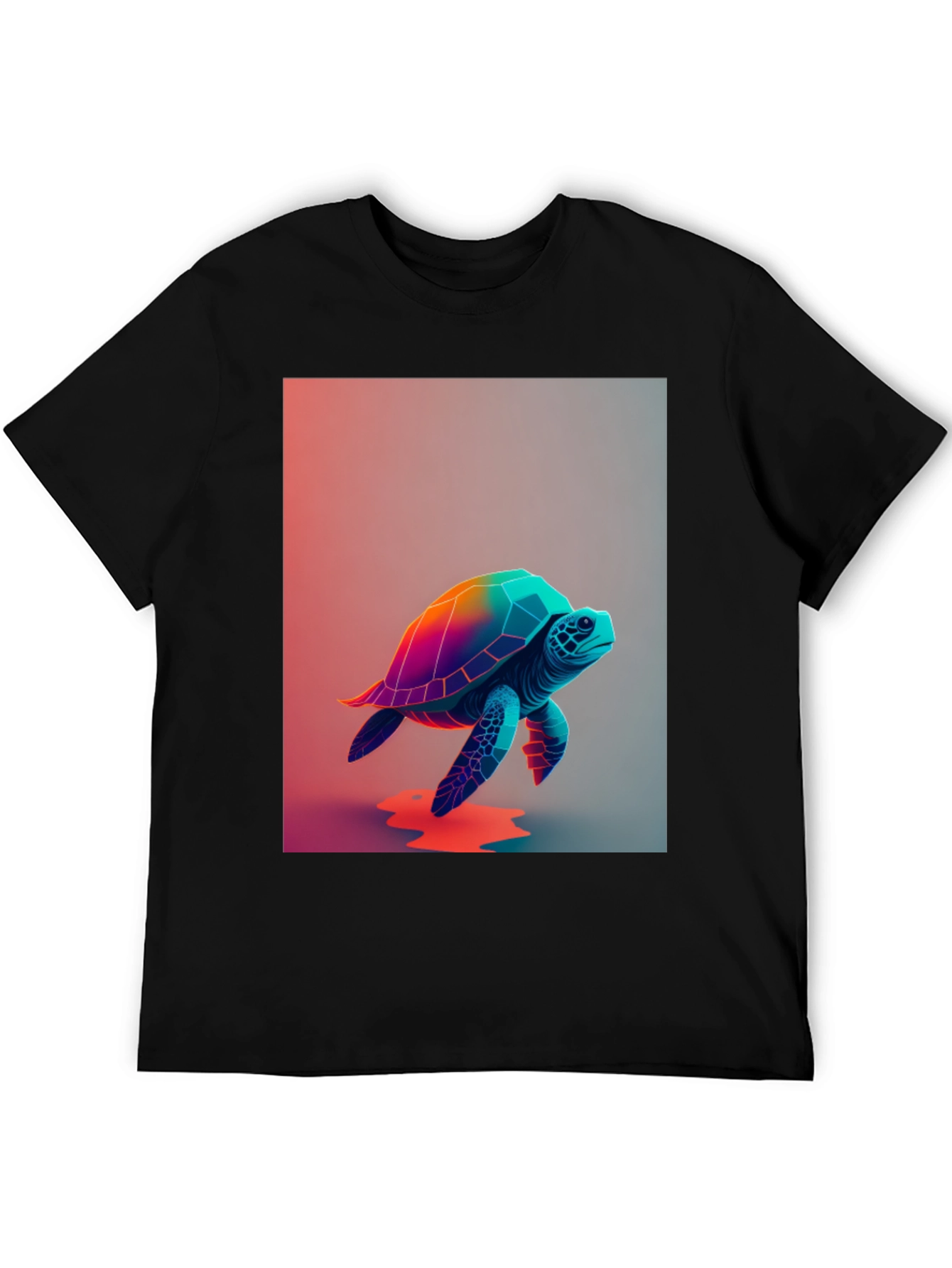 Black Rainbow Turtle Graphic Tee - Unique Design view 5