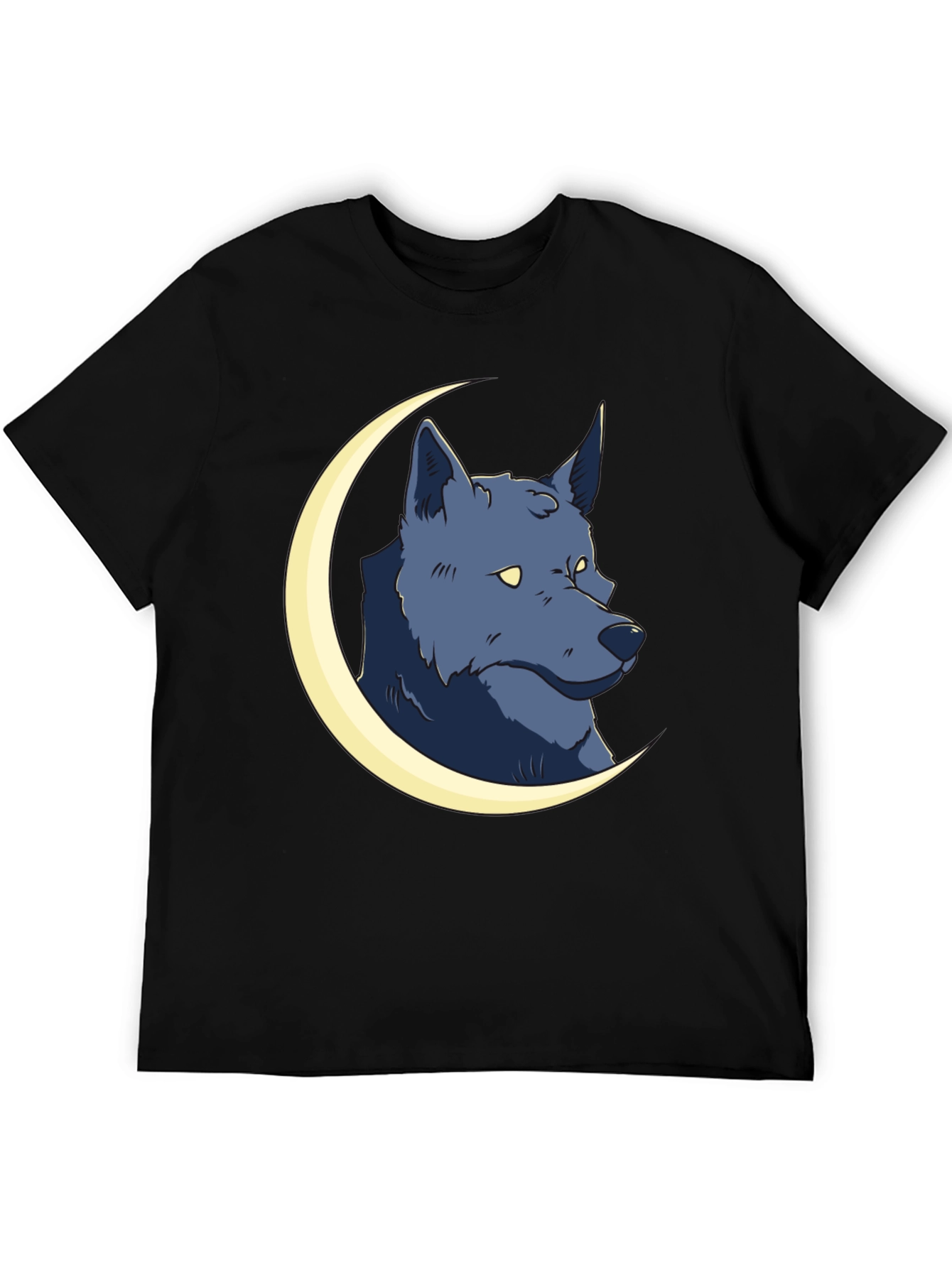 Black Wolf Moon Graphic Tee - Black Cotton T-Shirt view 5