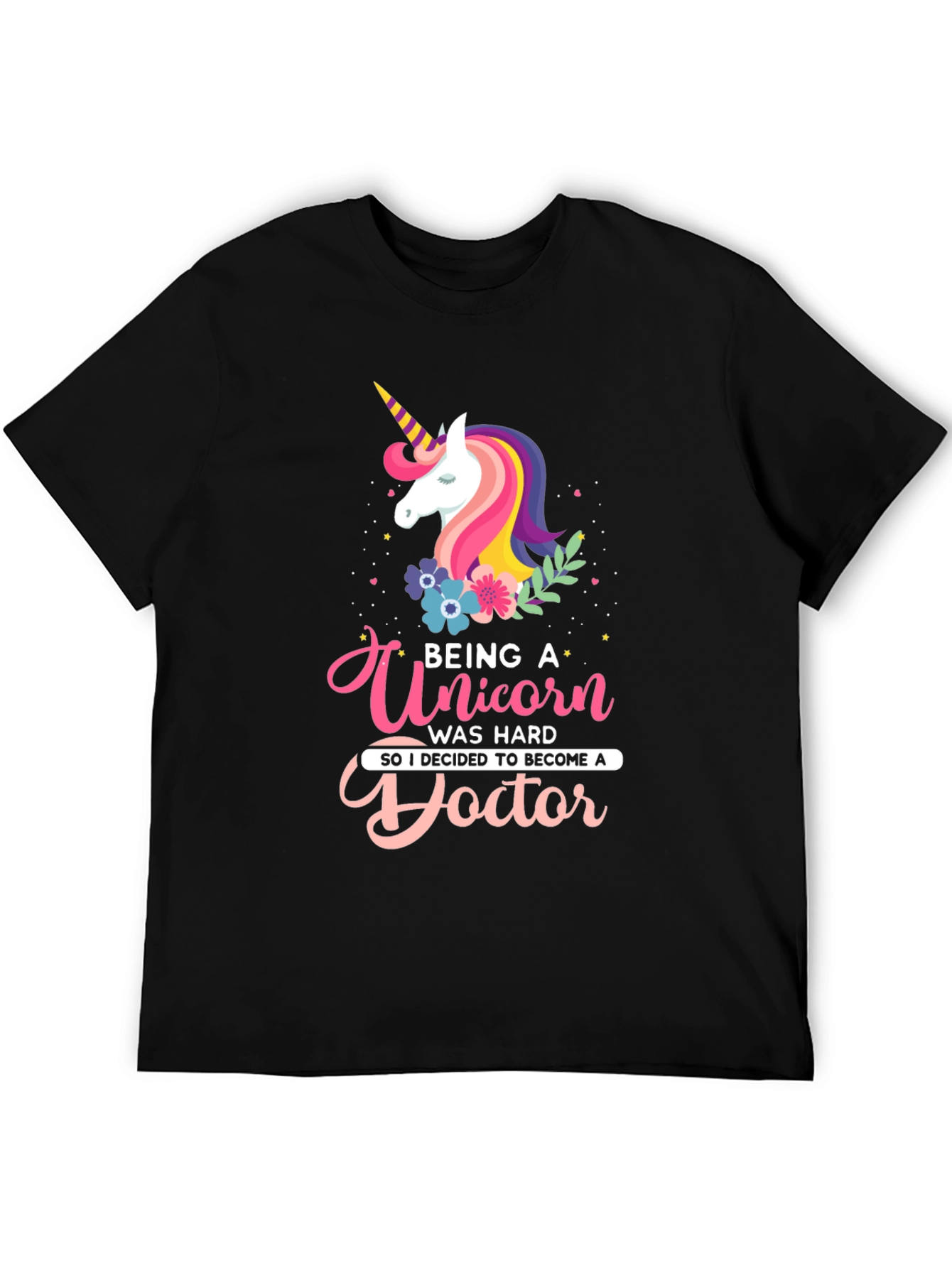 Black Unicorn Doctor Graphic T-Shirt | Novelty Tee view 5