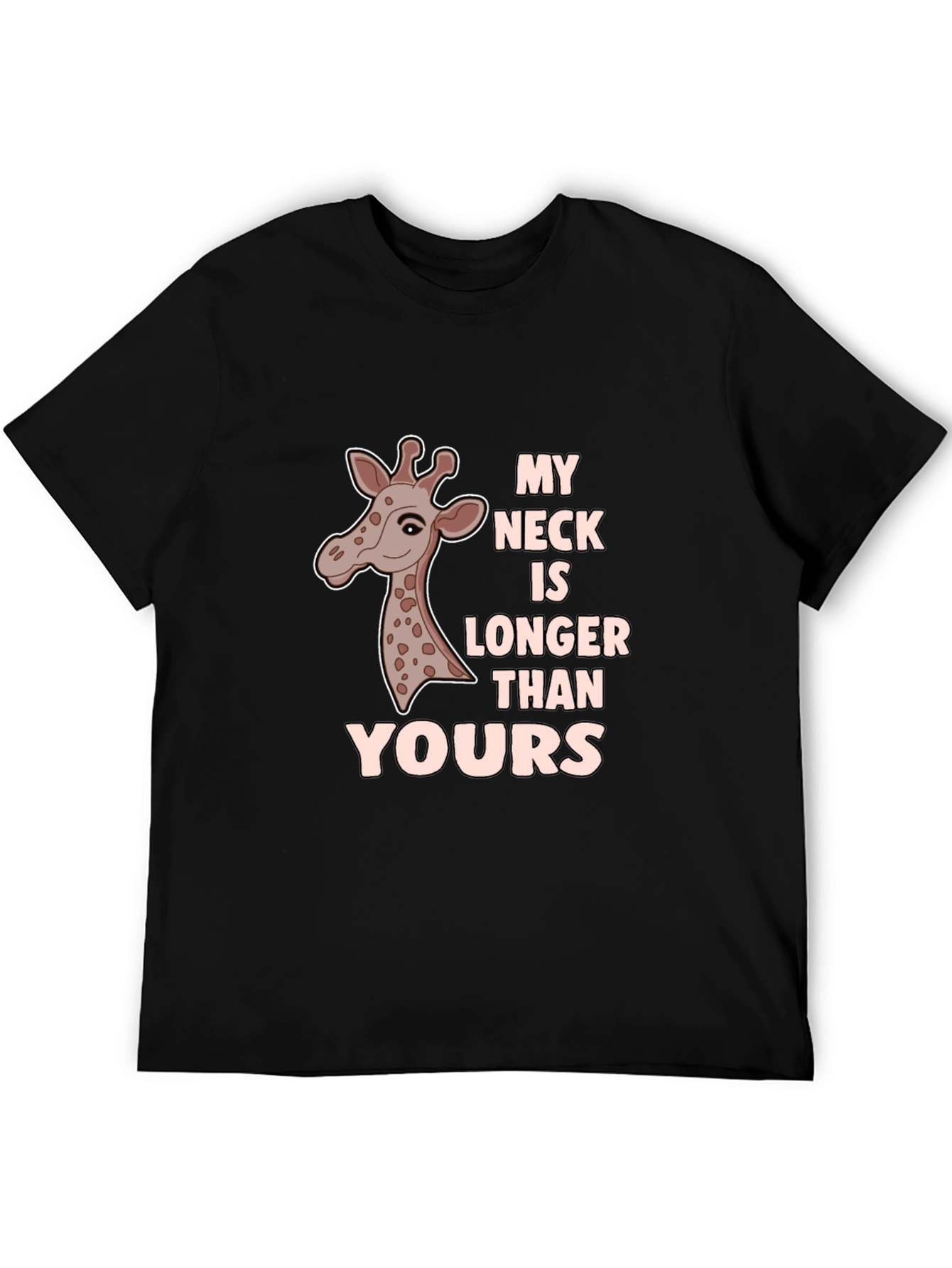Black Funny Giraffe T-Shirt - My Neck Is Longer view 5