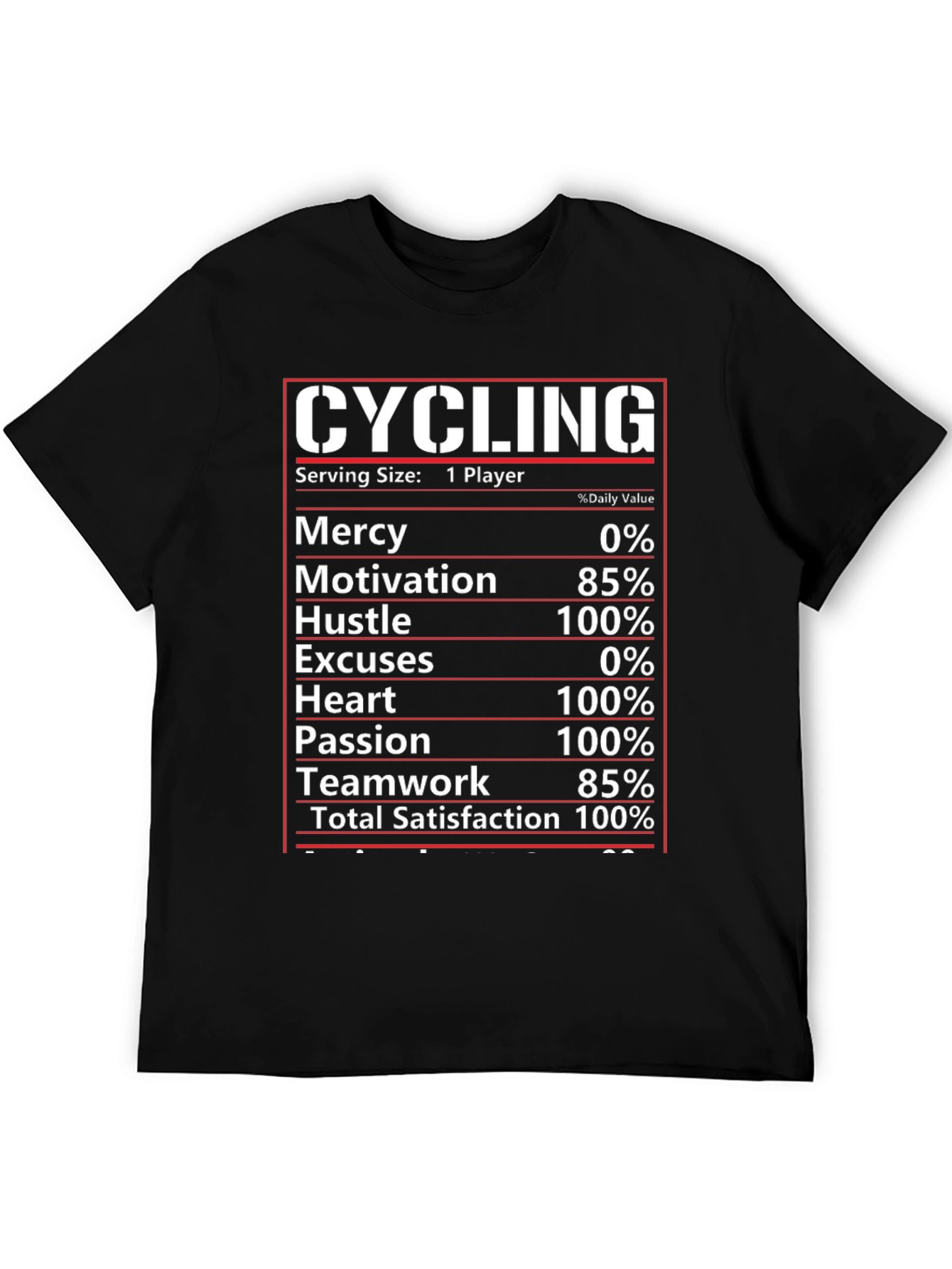 Black Cycling Nutrition Facts T-Shirt view 5