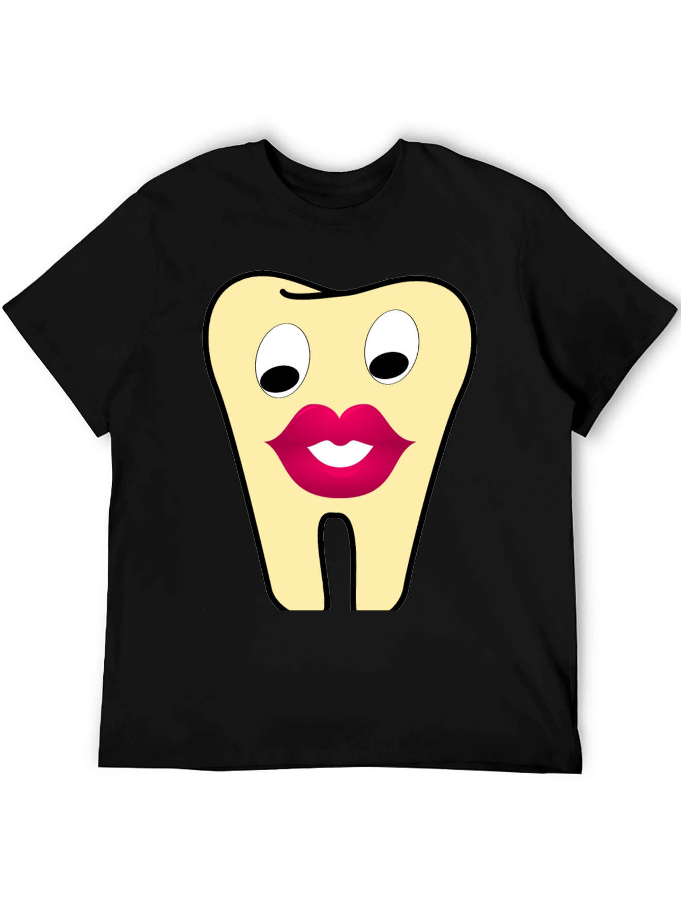 Black Funny Tooth Cartoon Graphic T-Shirt view 5