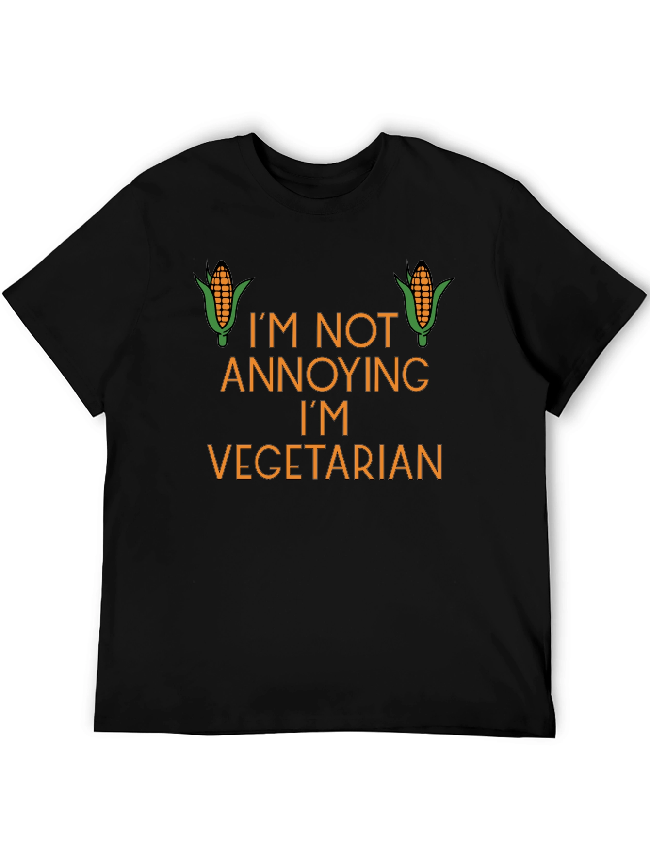 Black Funny Vegetarian Graphic Tee - Black Cotton T-Shirt view 5