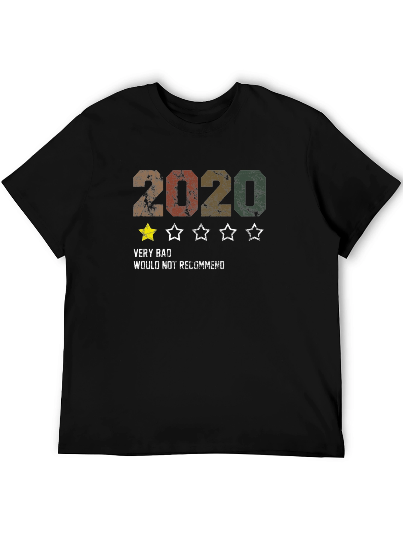 Black 2020 One-Star Review Graphic Tee - Funny Retro Design view 5