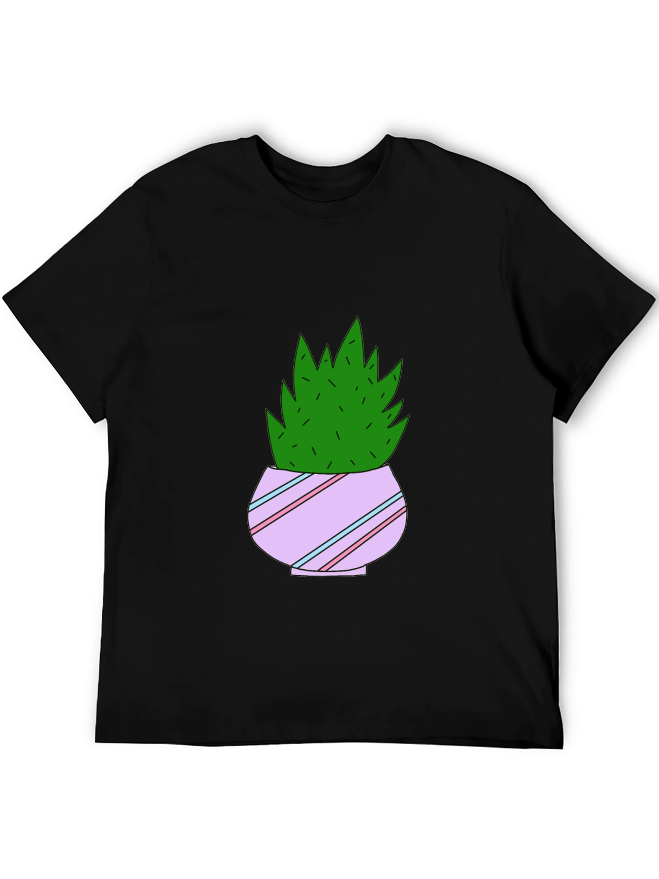 Black Cute Potted Plant Graphic T-Shirt view 5