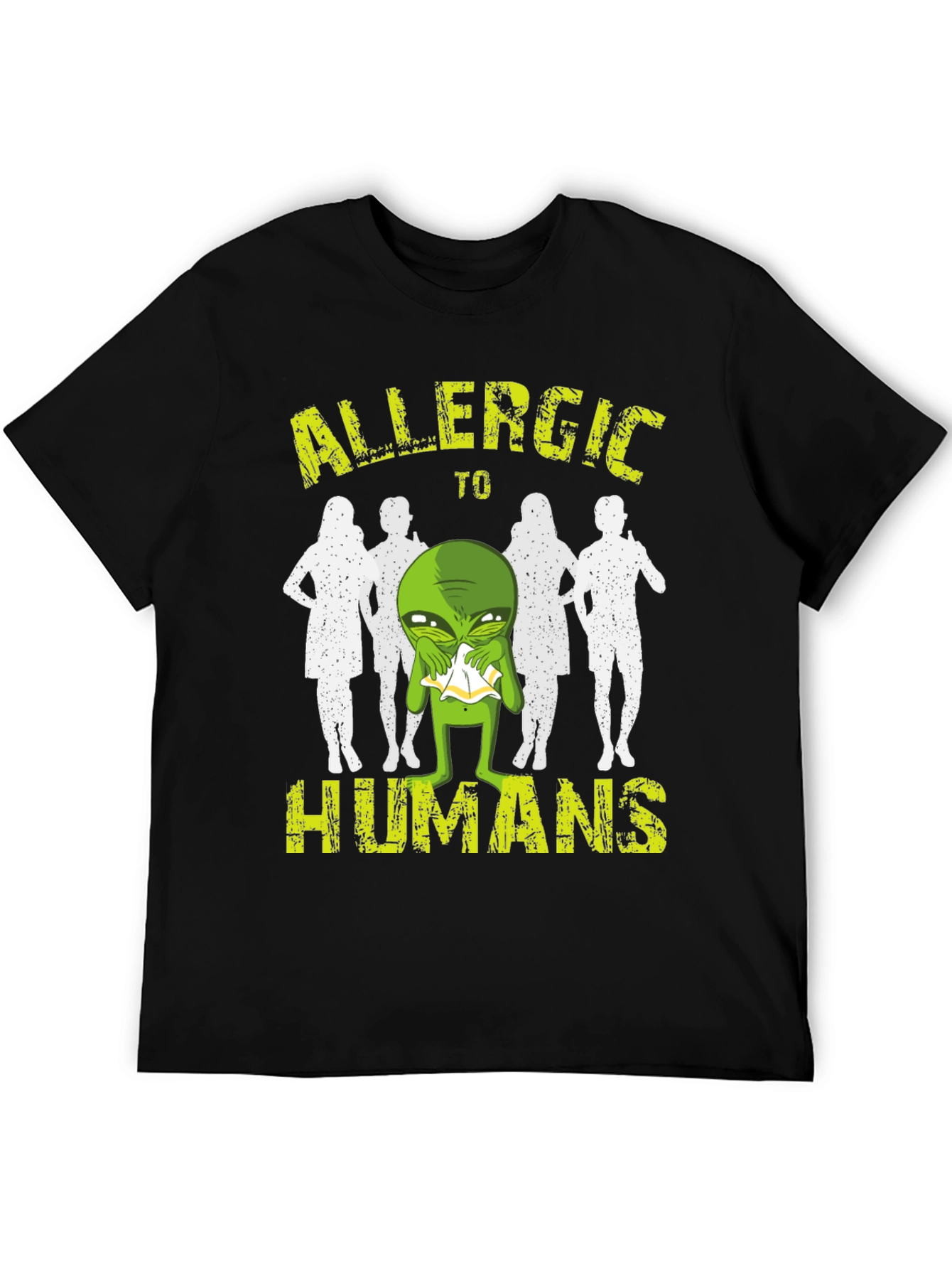 Black Allergic to Humans Alien T-Shirt - Funny Graphic Tee view 5