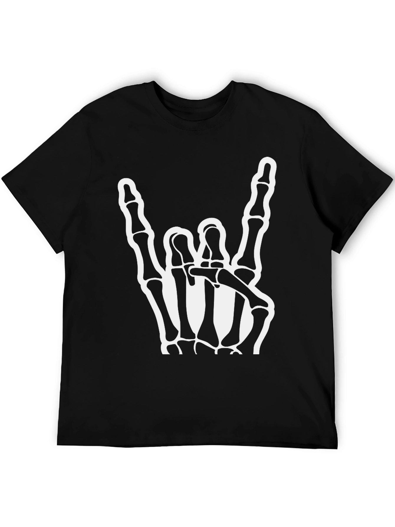 Black Rock On Skeleton Hand Black T-Shirt view 5