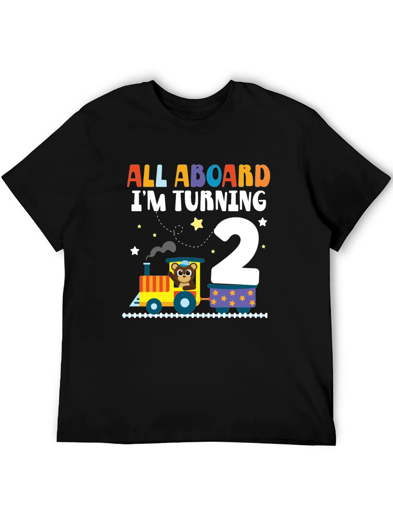 Black All Aboard Birthday Train T-Shirt view 5