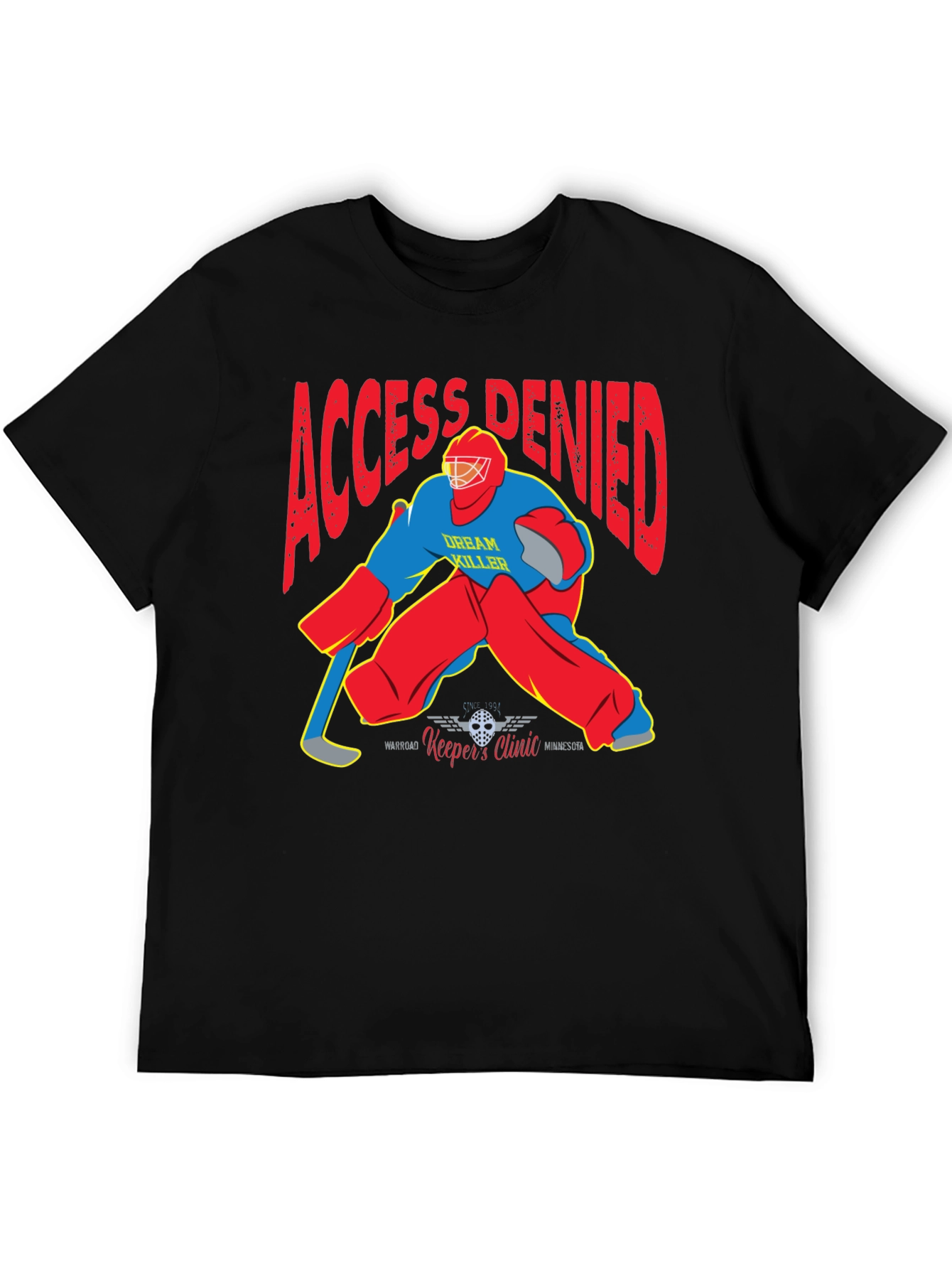Black Access Denied Hockey Goalie Graphic T-Shirt view 5