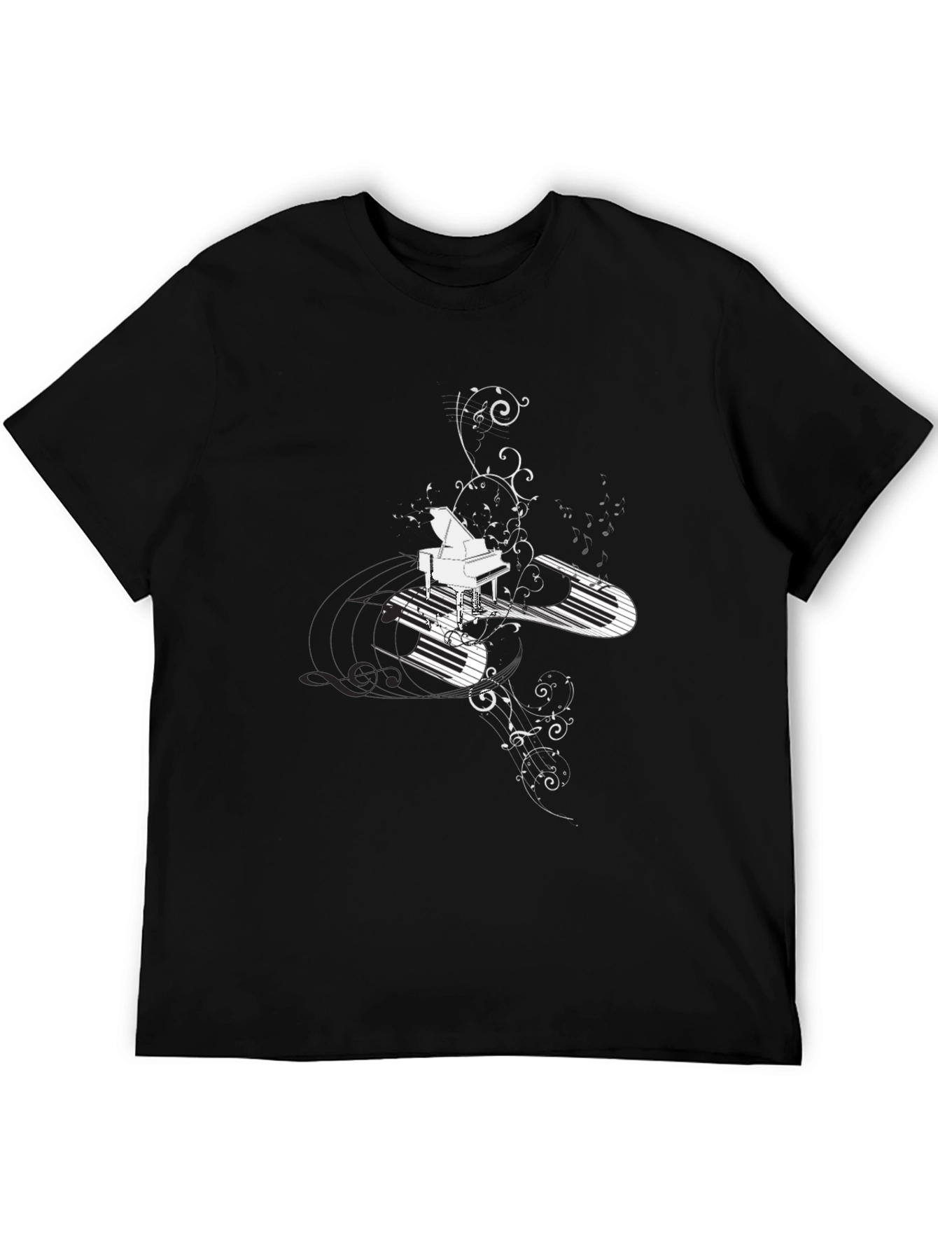 Black Piano Keys Graphic Tee - Black Cotton Blend view 5