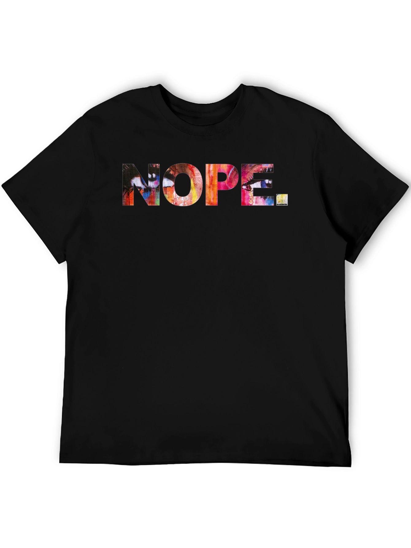 Black Nope Graphic Tee - Artistic Eye Design, Soft Cotton Blend view 5