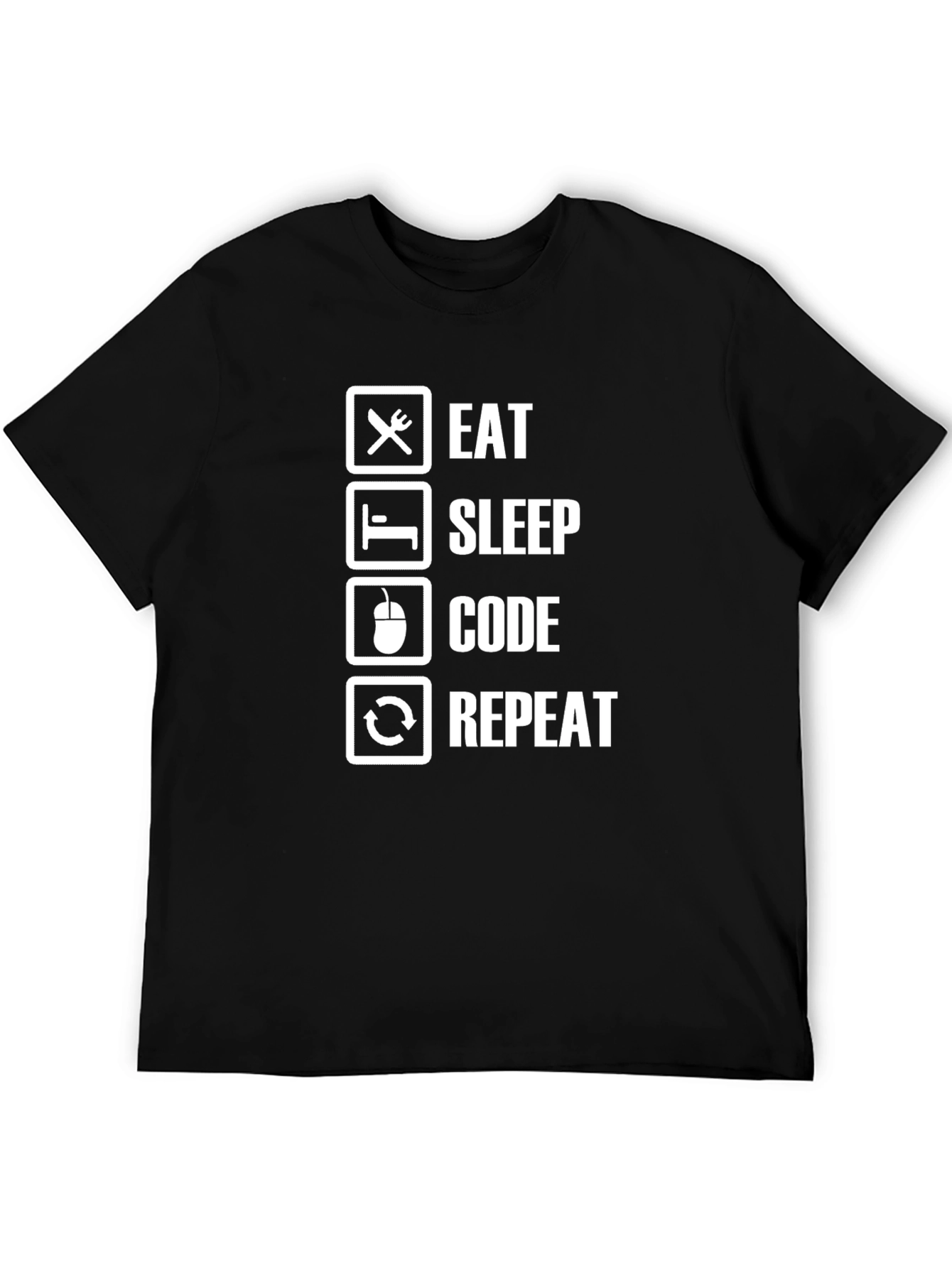 Black Eat Sleep Code Repeat Black T-Shirt Programmer Gift view 5