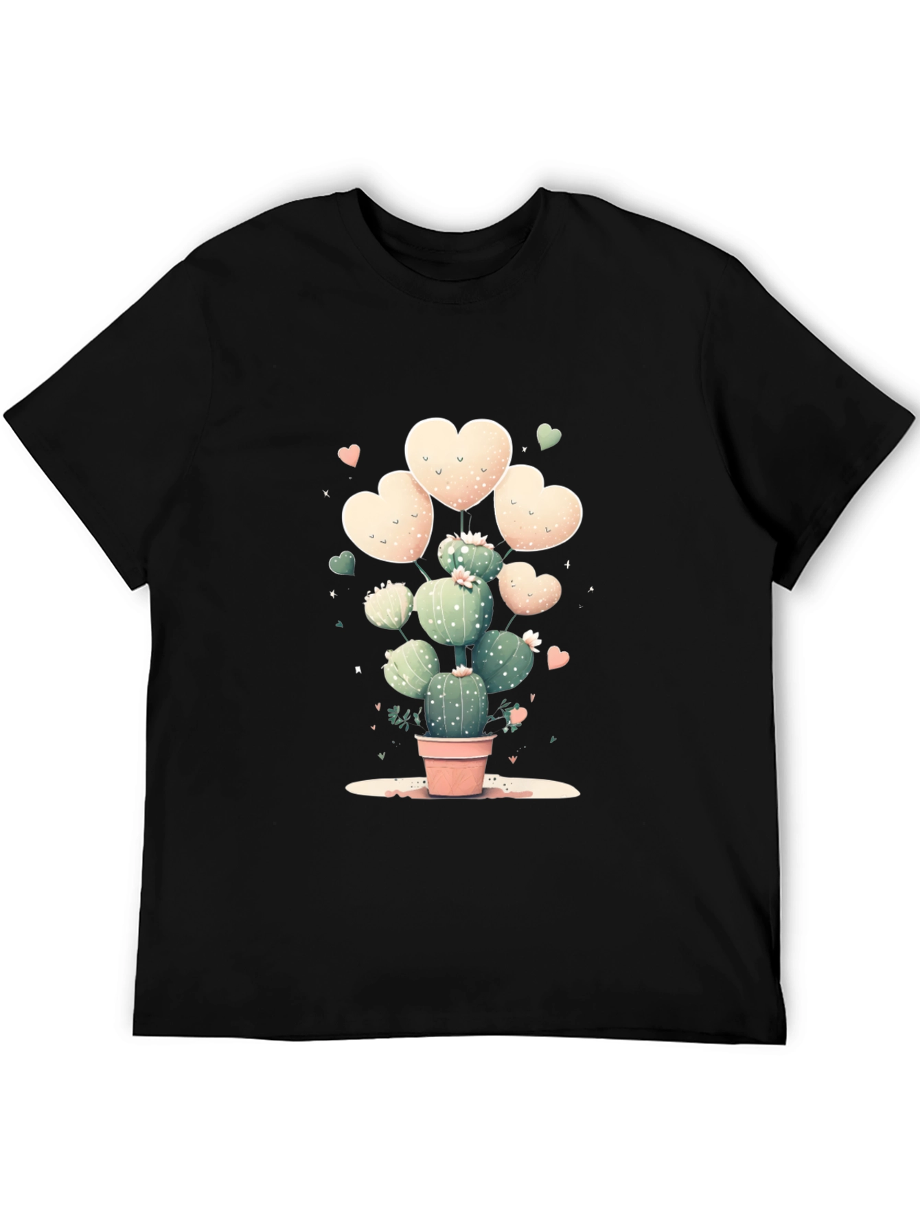 Black Cactus Heart T-Shirt - Cute Plant Lover Tee view 5