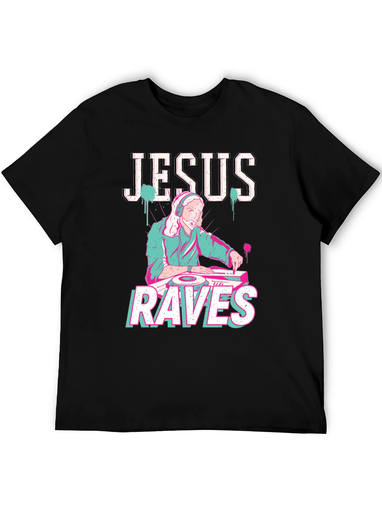 Black Jesus Raves Black T-Shirt - DJ Graphic Tee view 5