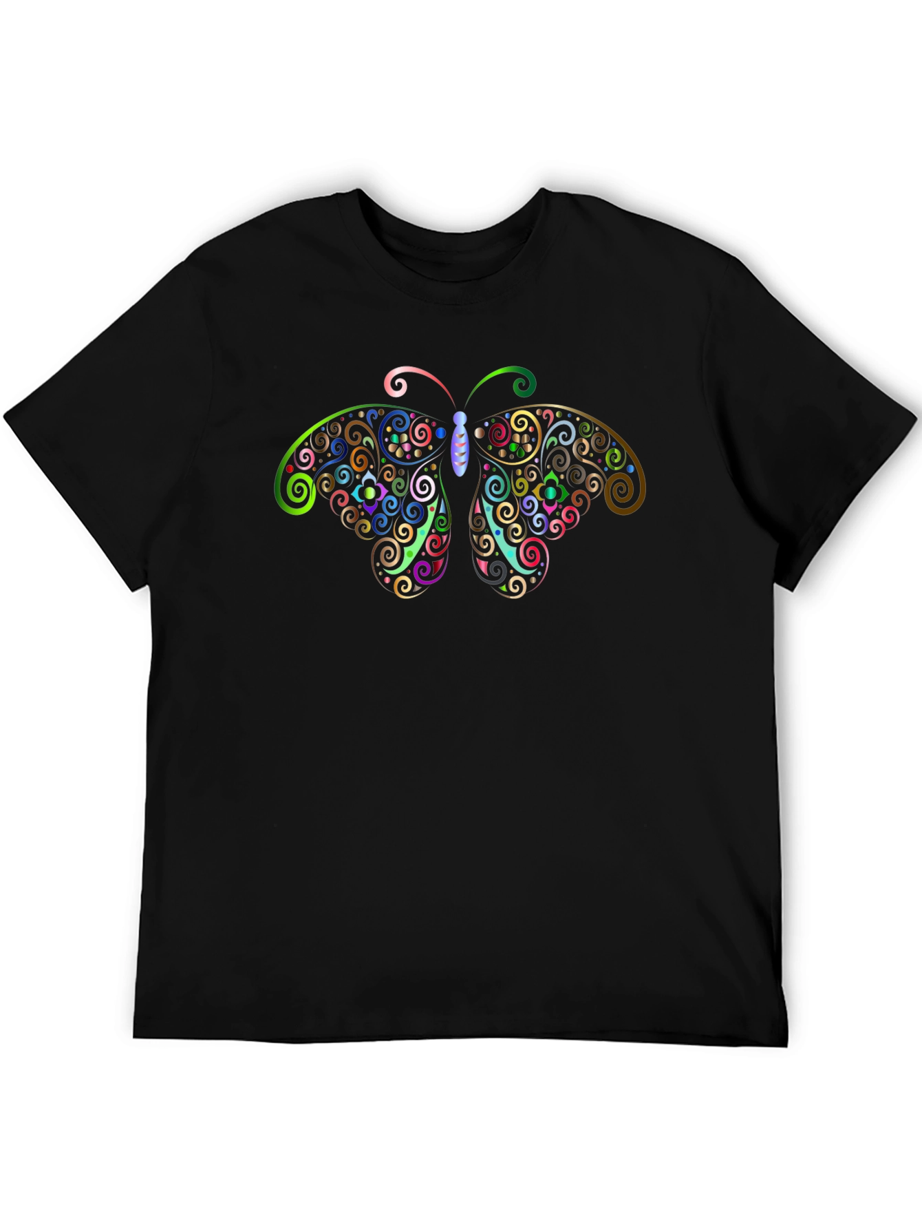 Black Butterfly Swirls Graphic Tee - Men's Black T-Shirt view 5