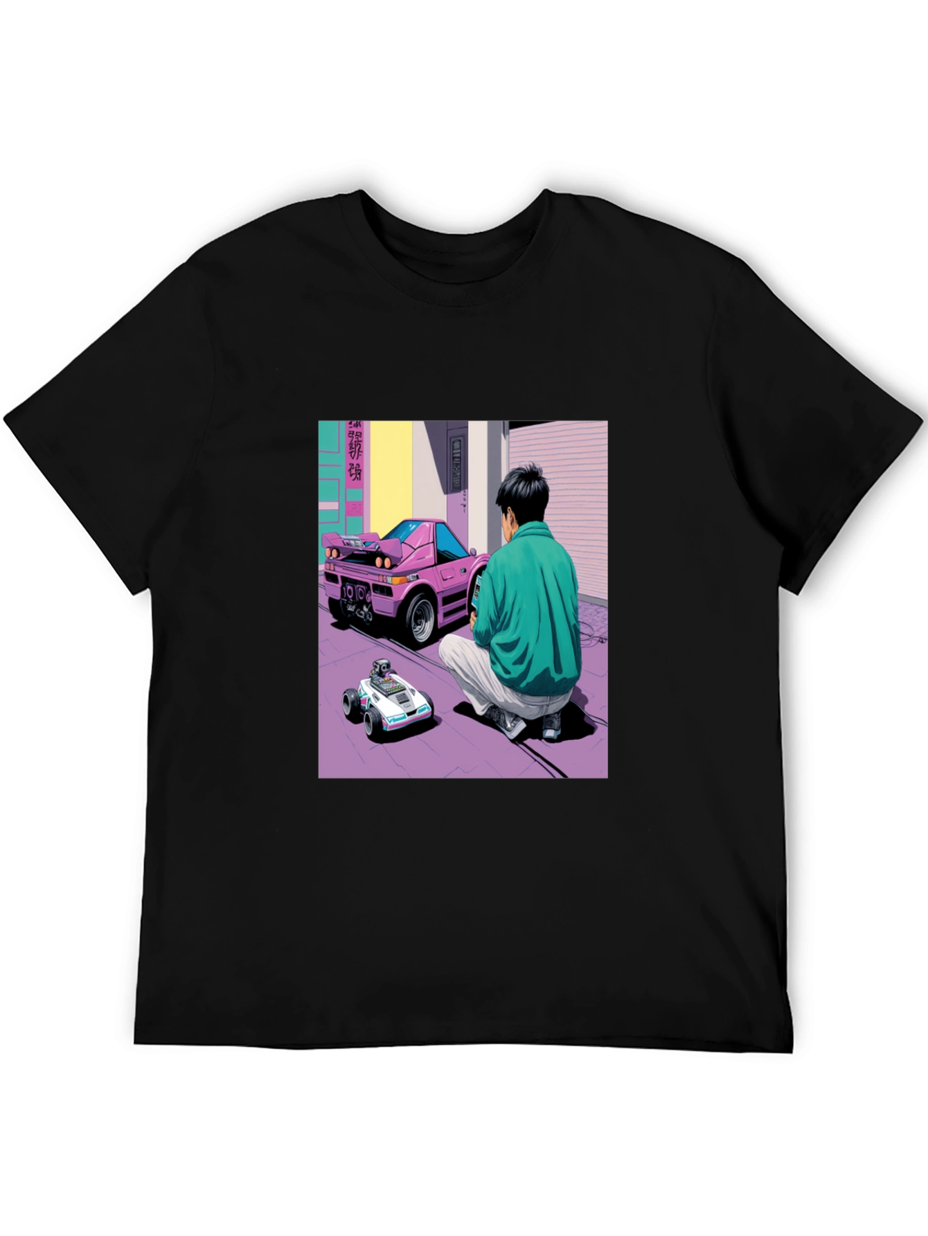 Black Retro Car Graphic T-Shirt - Black view 5